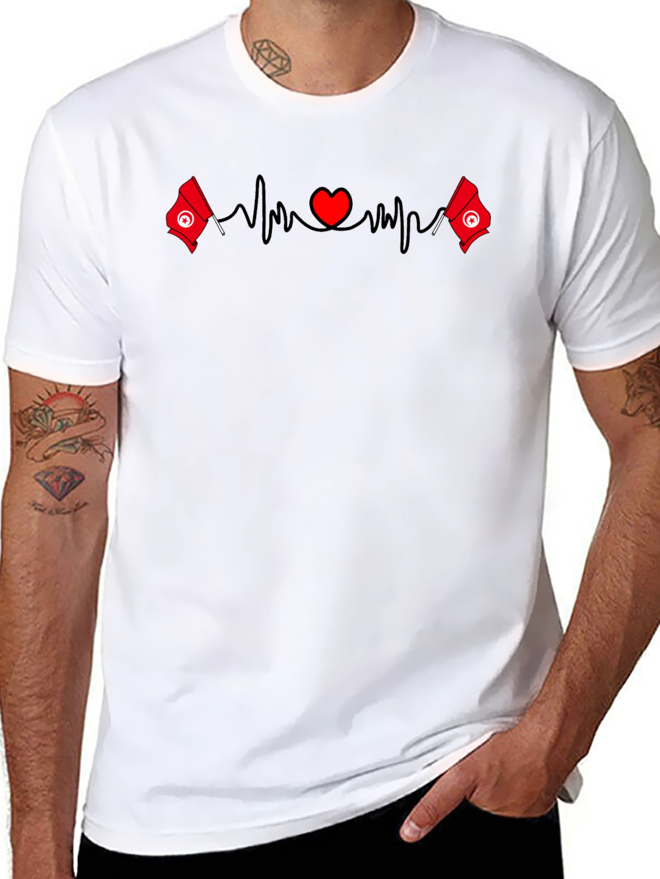 Tunisia Heartbeat T-Shirt - Tunisian Flag Love