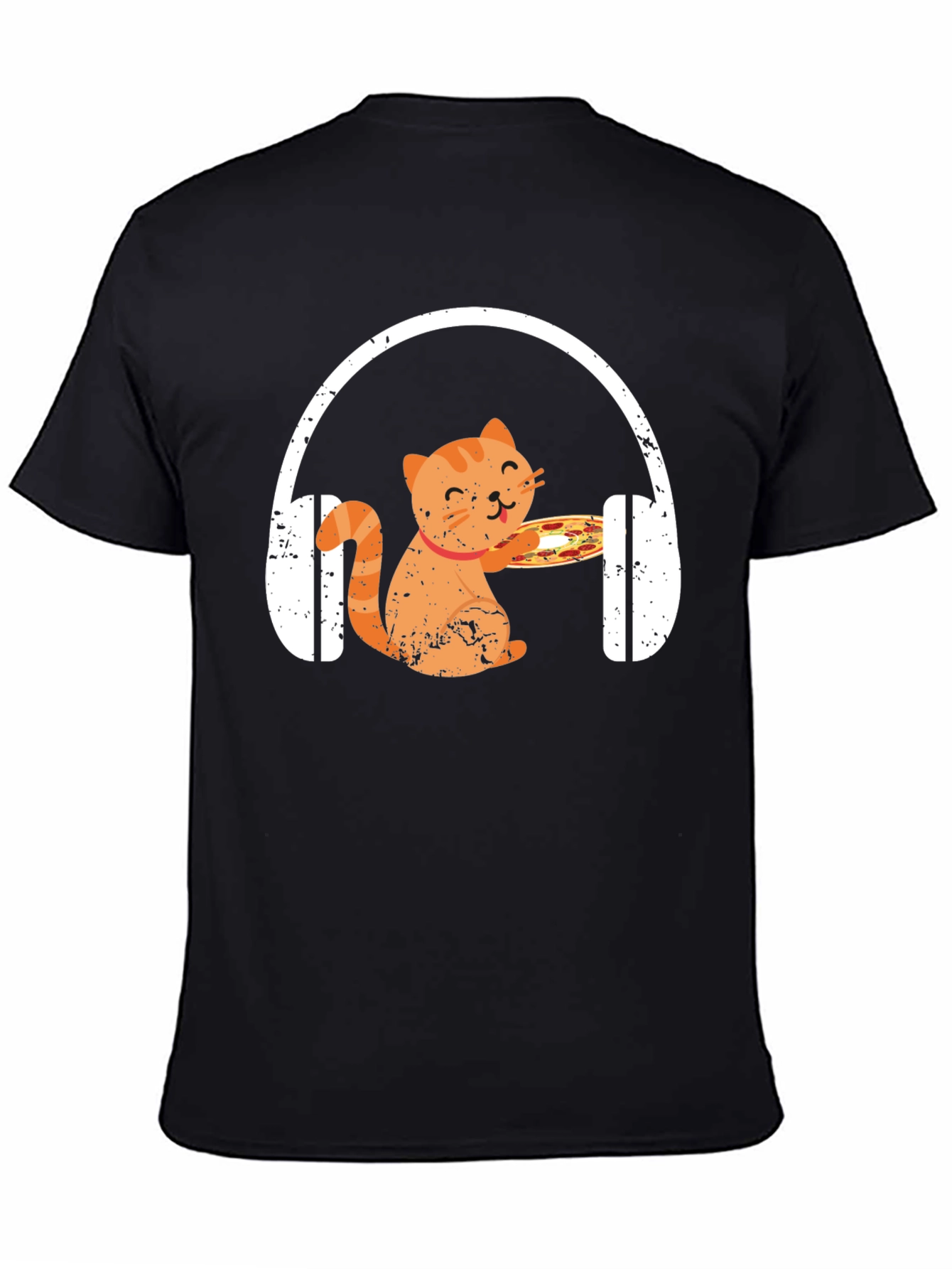 Cat Pizza Headphones Graphic Tee