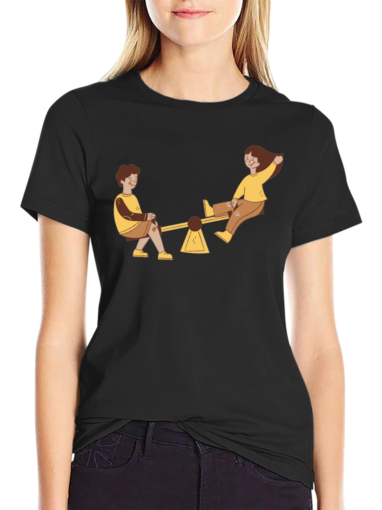 Seesaw Graphic Tee - Black Cotton T-Shirt