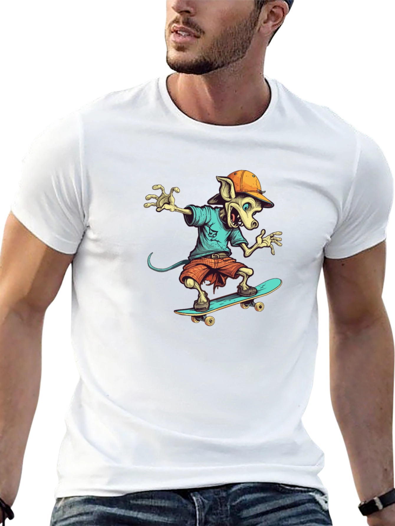 Skateboarding Rat Graphic T-Shirt