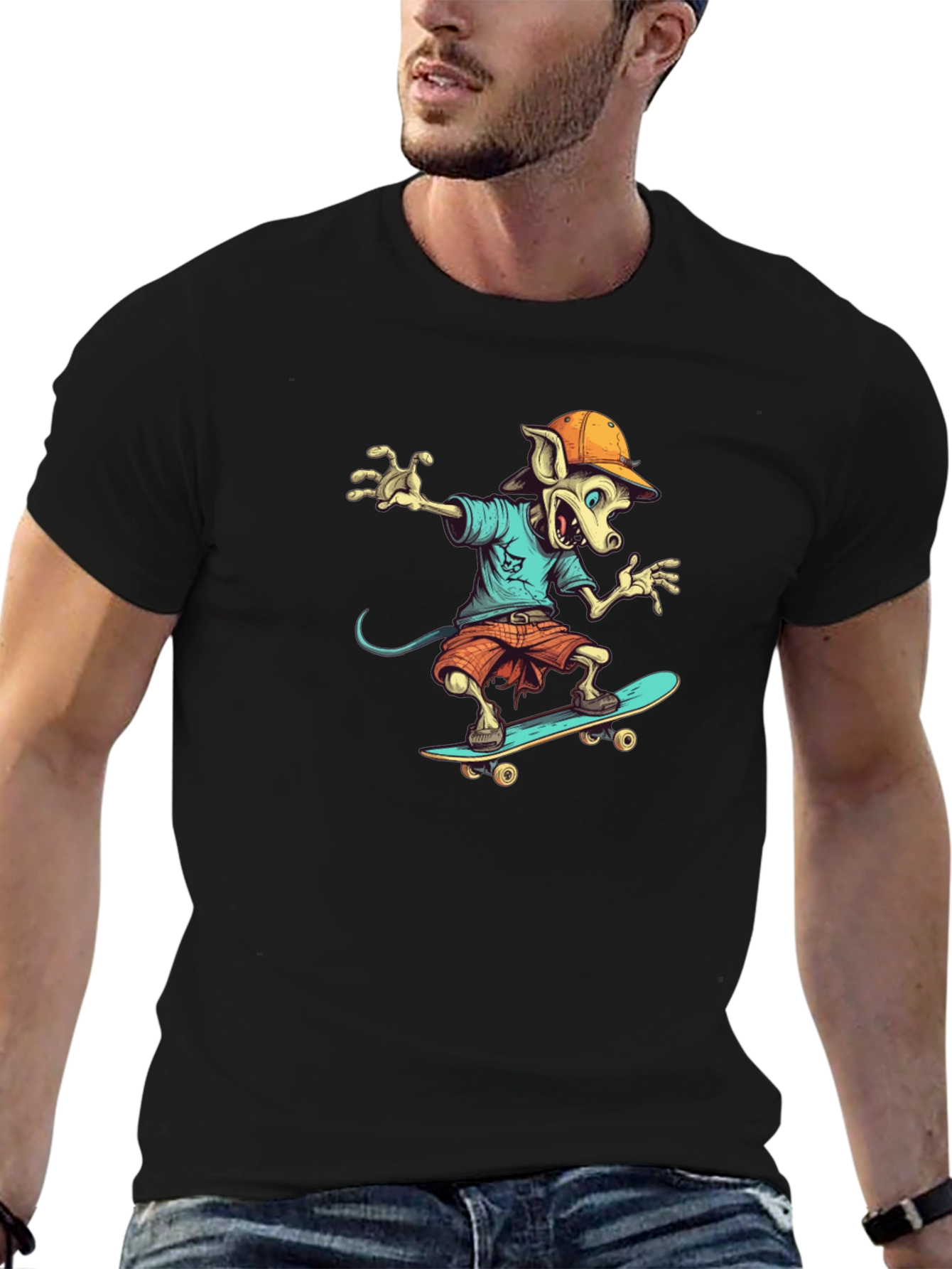 Skateboarding Rat Graphic T-Shirt