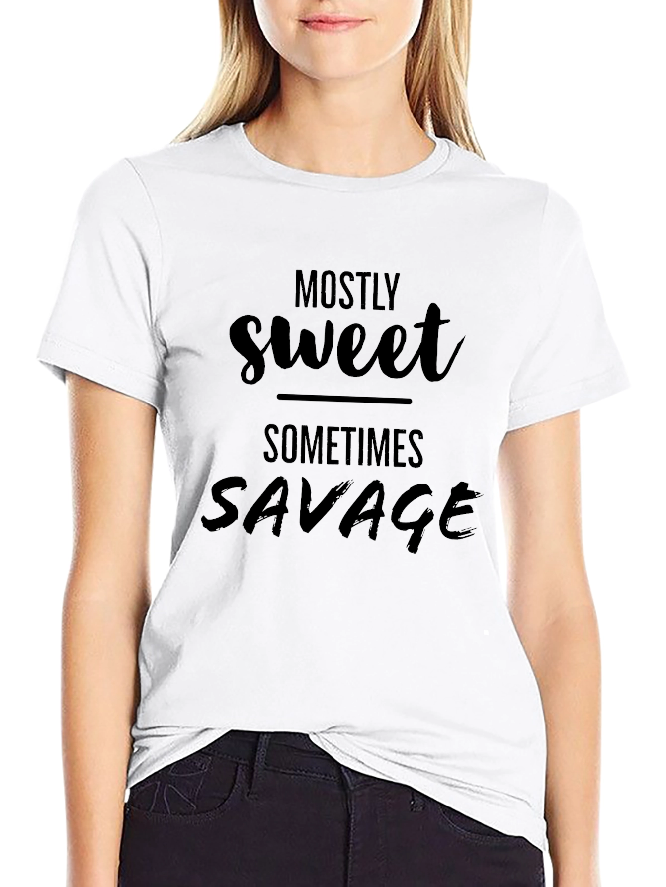 Mostly Sweet Sometimes Savage Black Graphic Tee