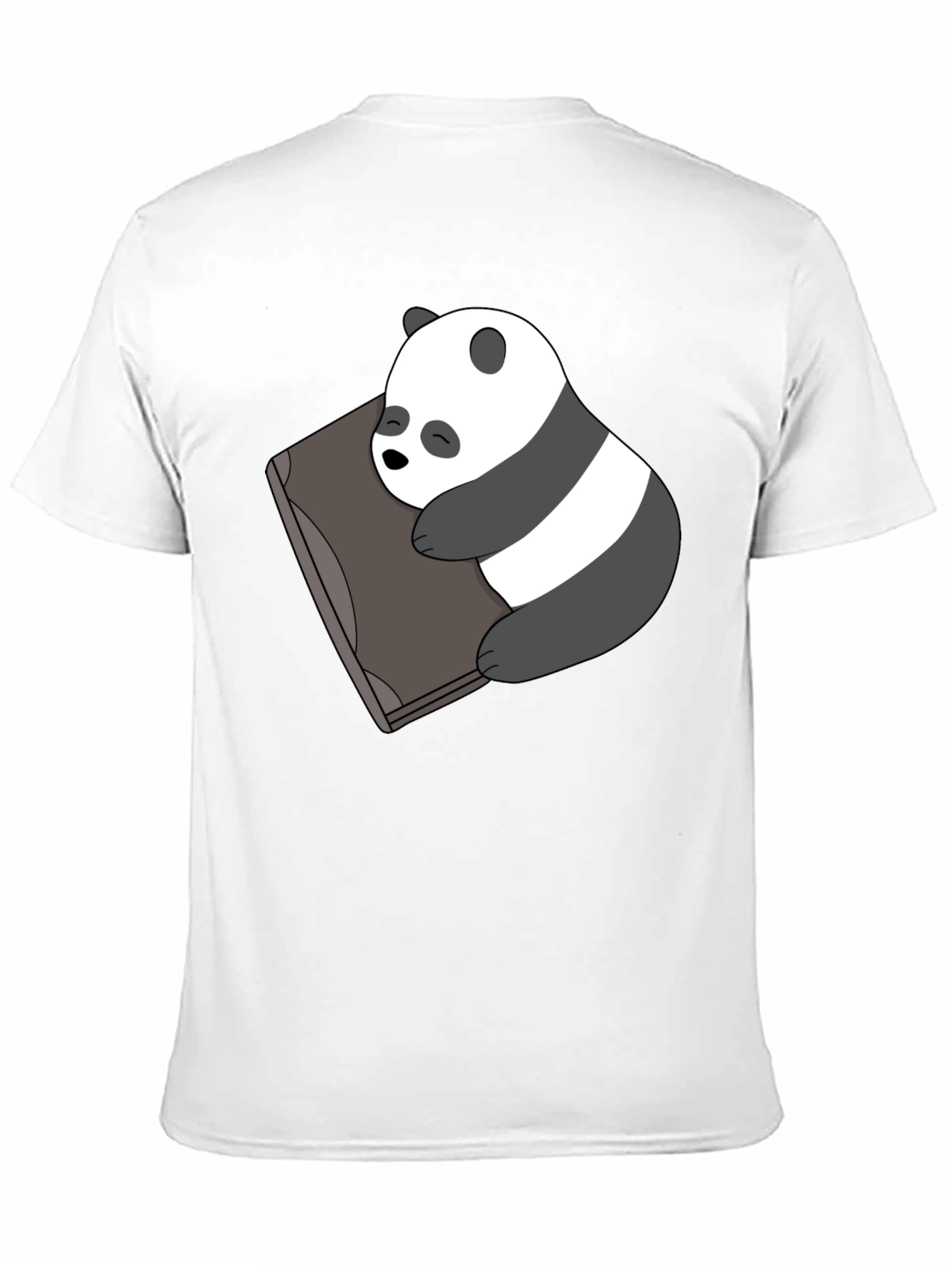 Cute Panda Bear Sleeping on Book Black T-Shirt