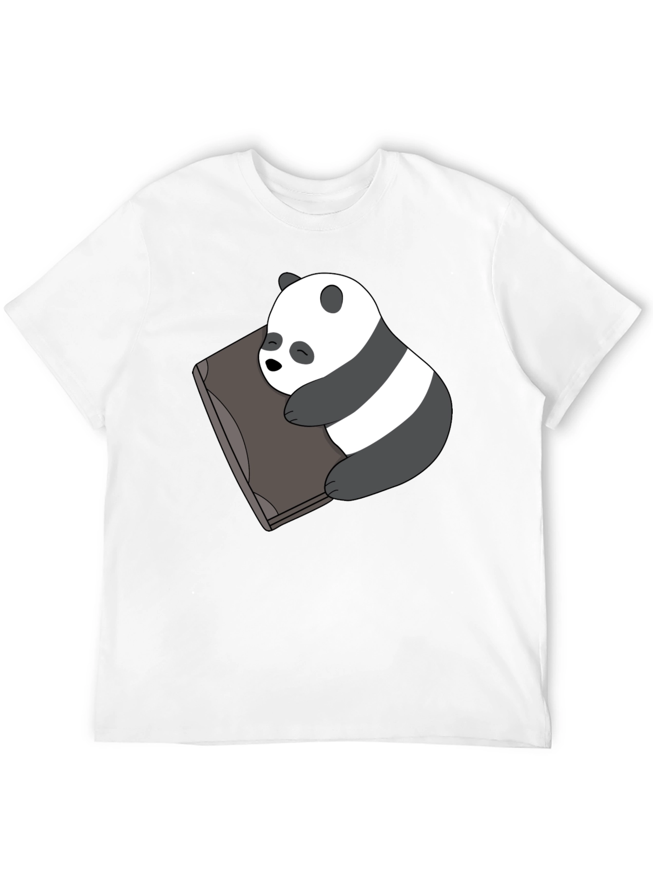 Cute Panda Bear Sleeping on Book Black T-Shirt