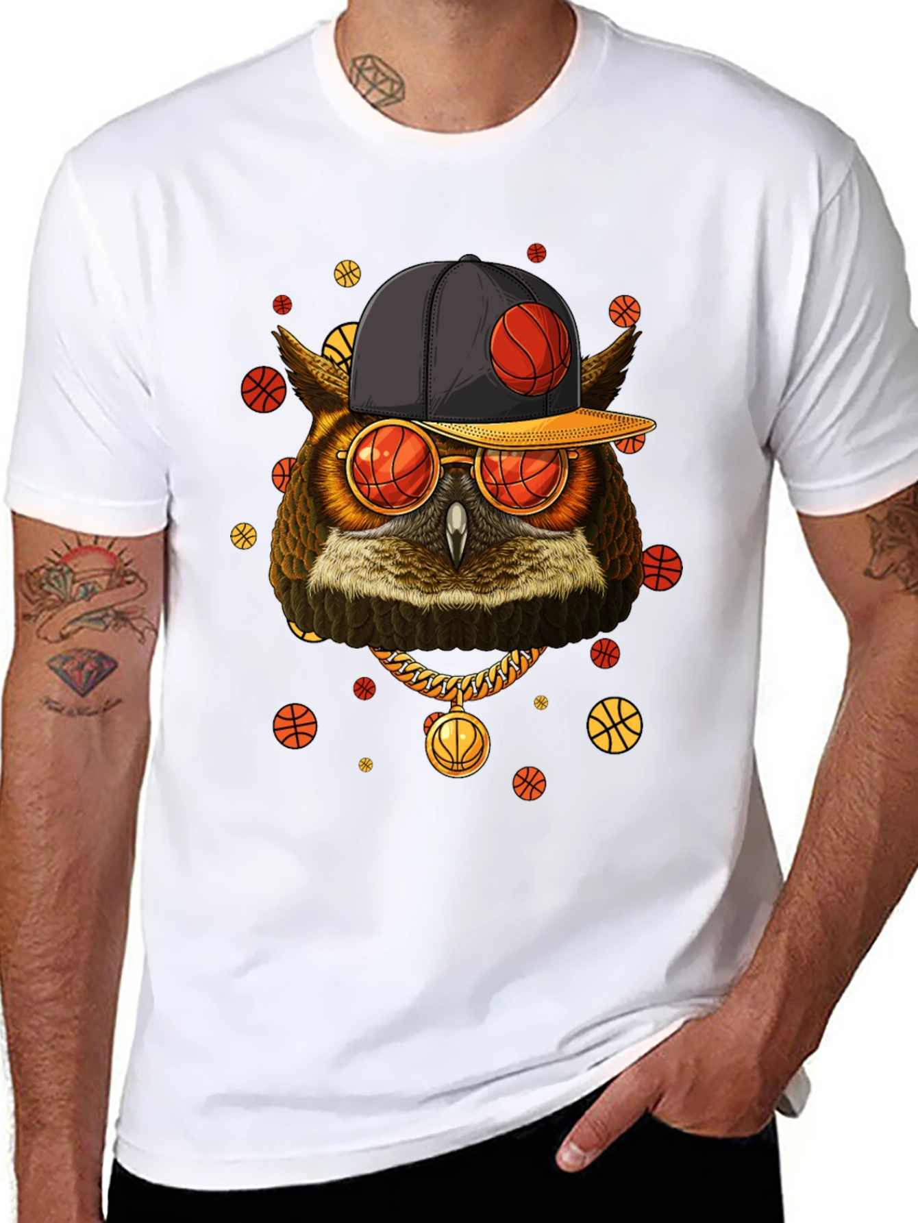 Cool Owl Basketball Graphic Tee