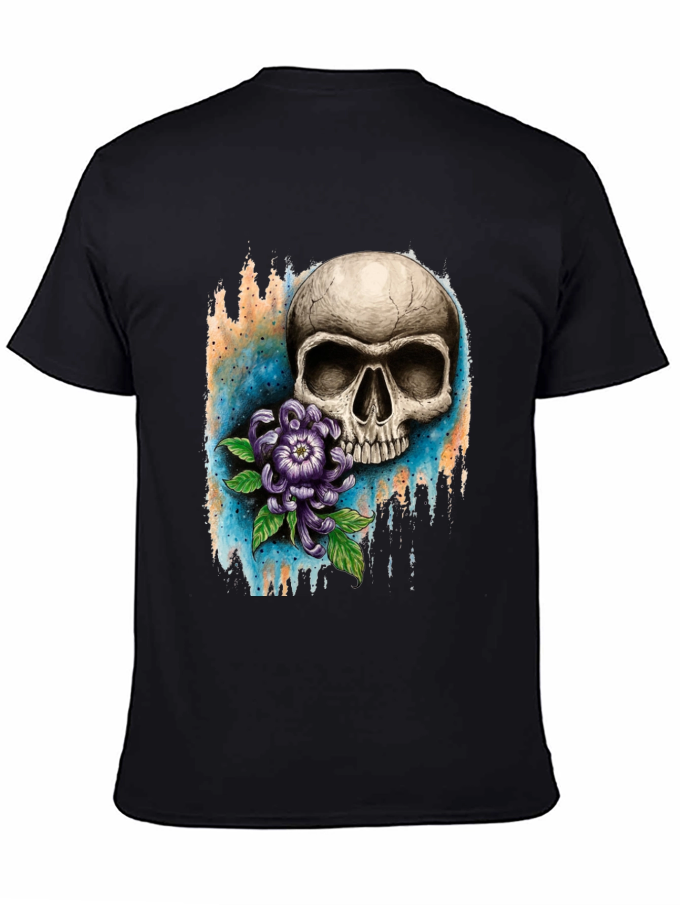 Skull and Flower Graphic T-Shirt