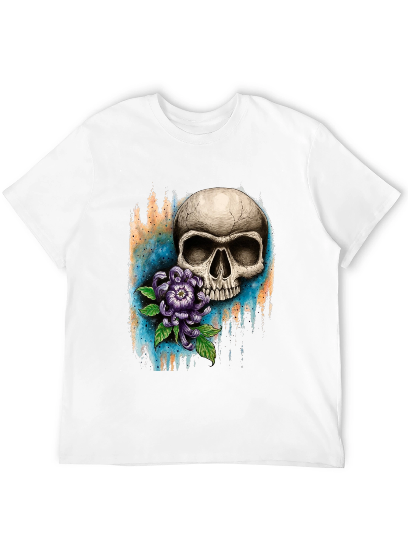 Skull and Flower Graphic T-Shirt