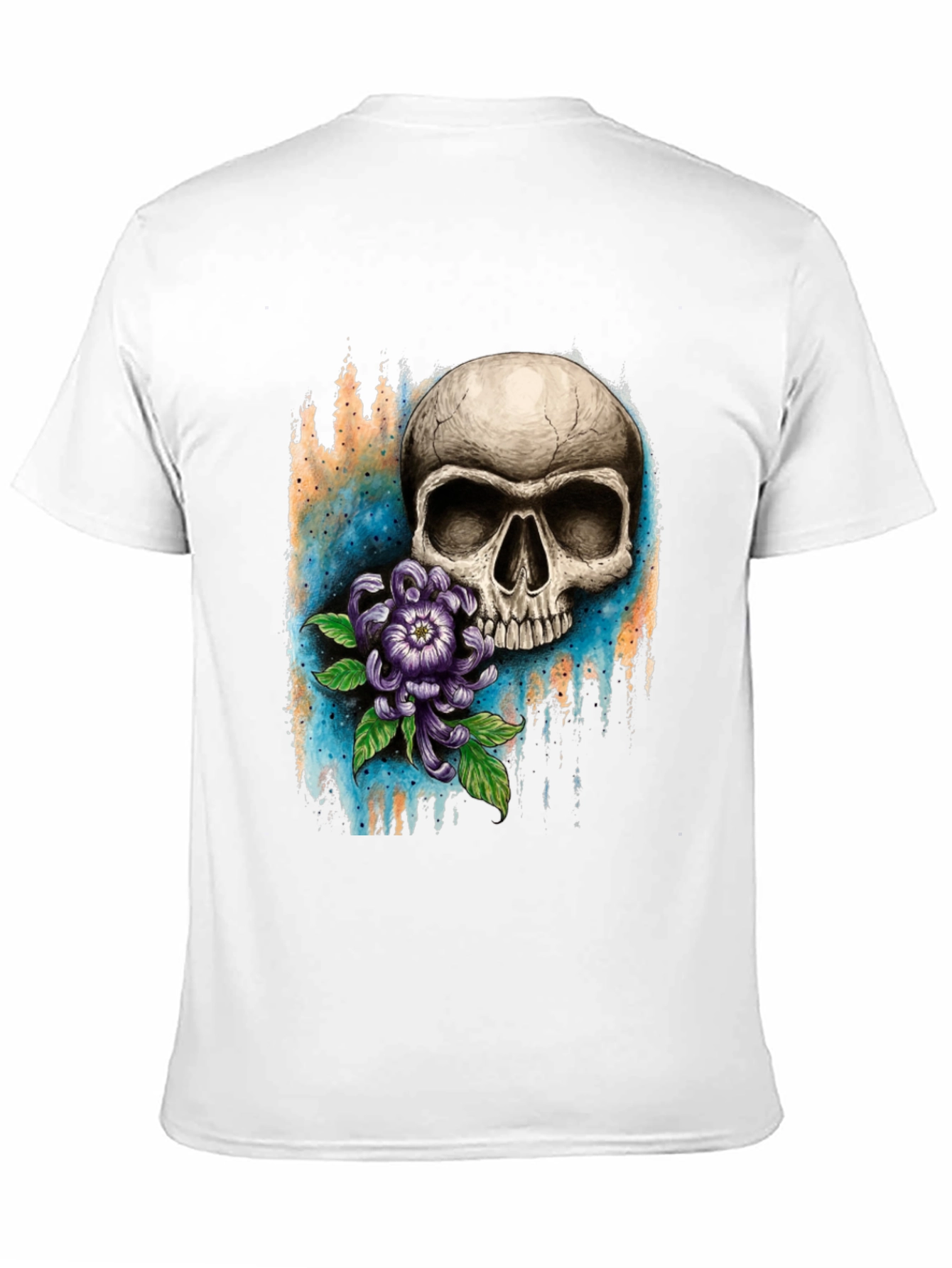 Skull and Flower Graphic T-Shirt