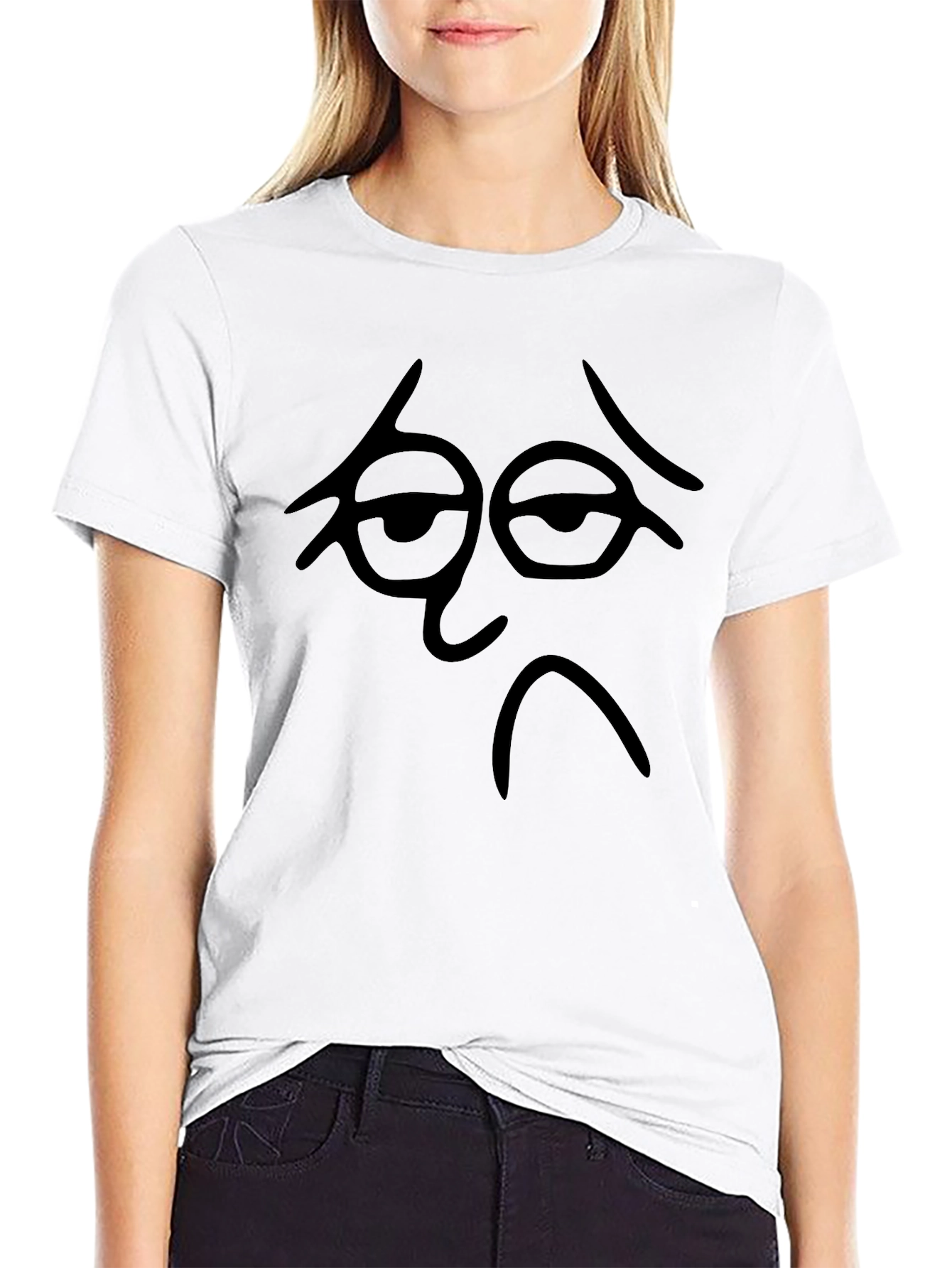 Sad Face Graphic Black T-Shirt - Unisex