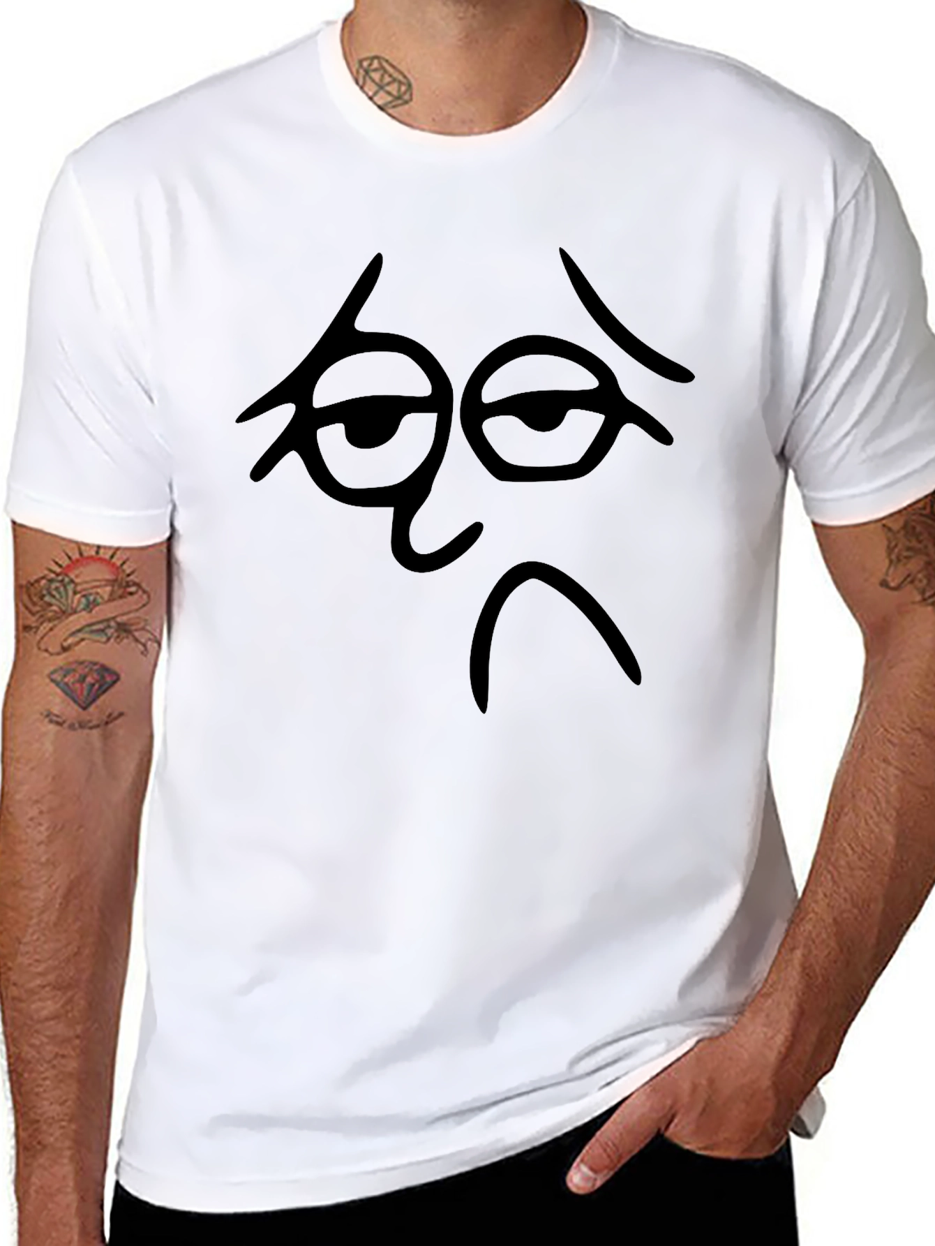 Sad Face Graphic Black T-Shirt - Unisex