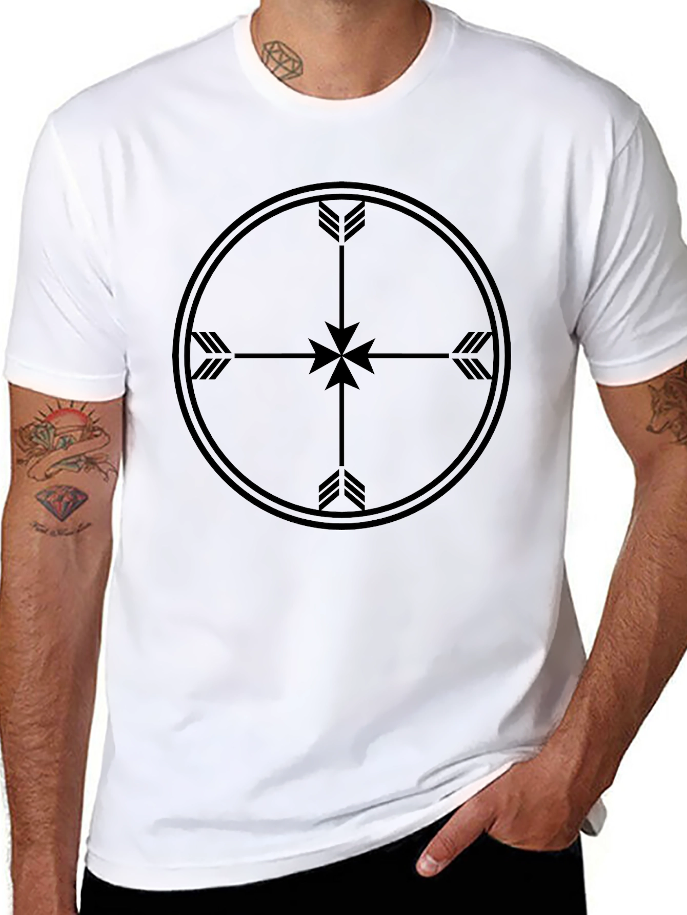 Mens Black Arrow Target Graphic T-Shirt