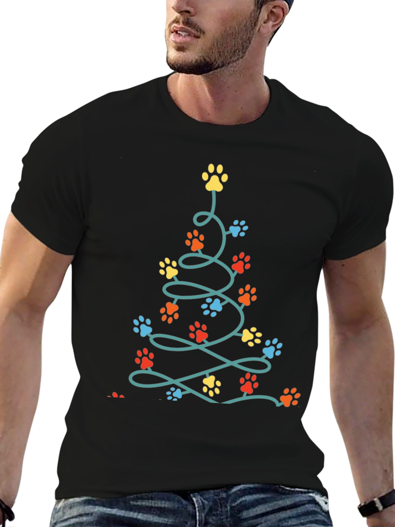 Dog Paw Christmas Tree T-Shirt