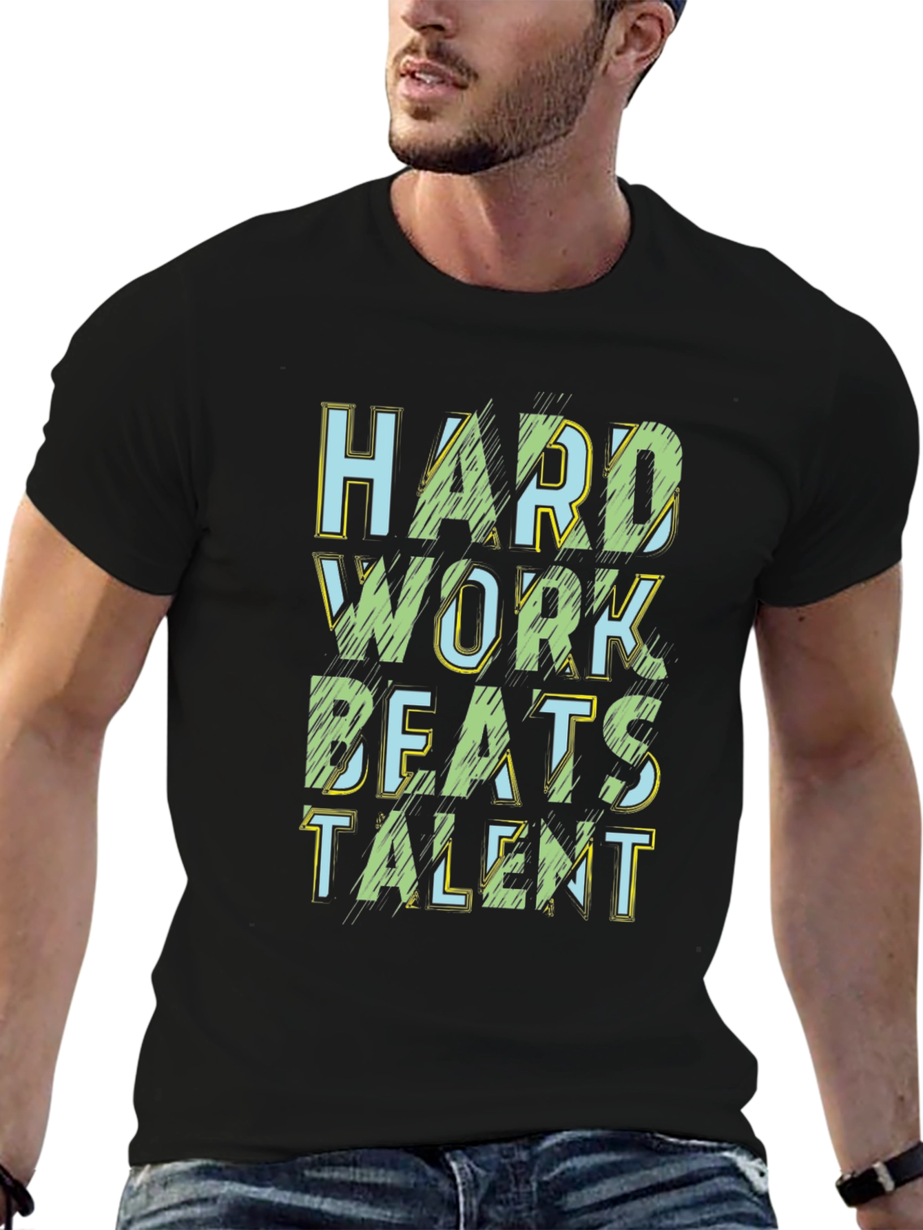Hard Work Beats Talent Black Graphic Tee