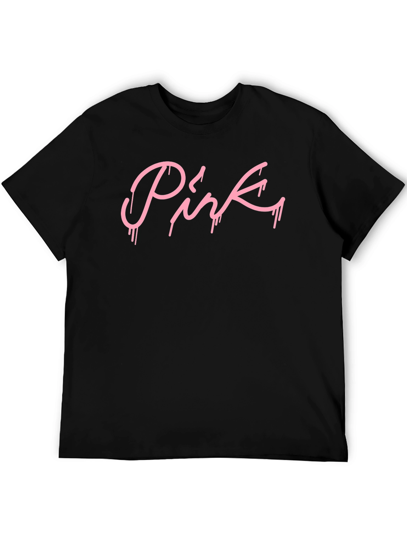 Pink Drip Graphic Black T-Shirt
