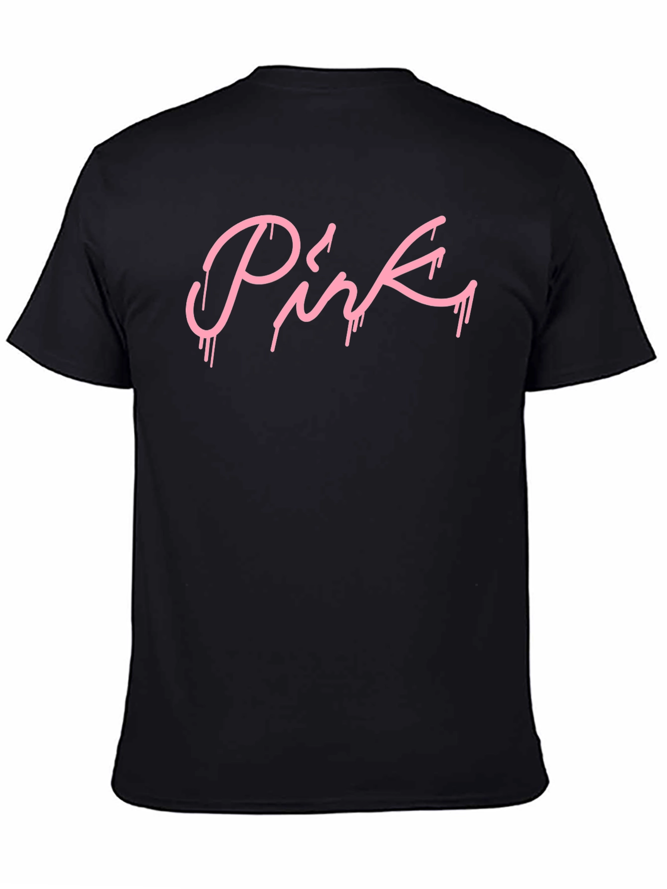 Pink Drip Graphic Black T-Shirt