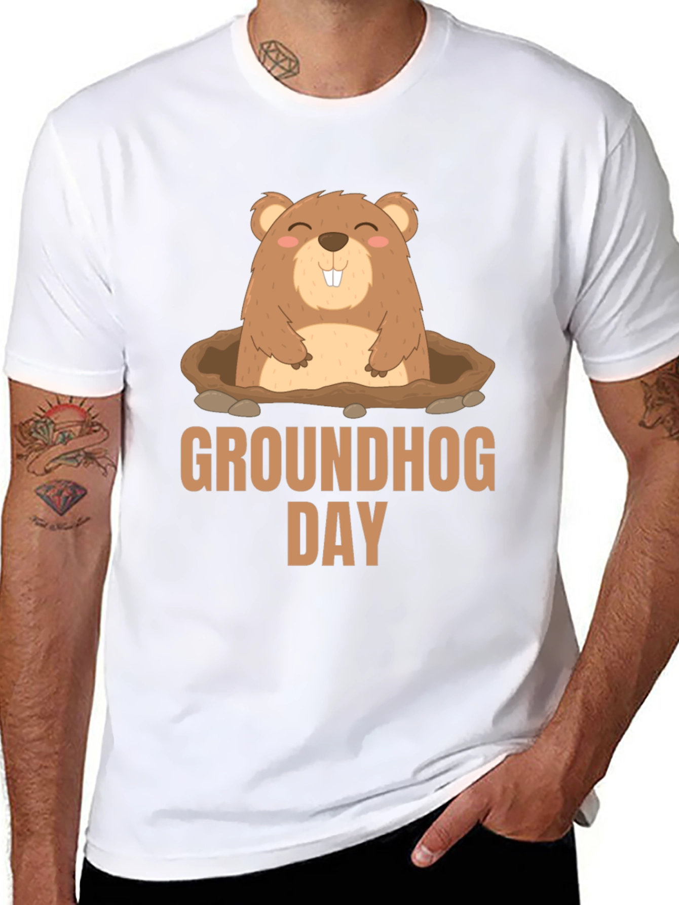 Groundhog Day T-Shirt - Cute Cartoon Marmot Design