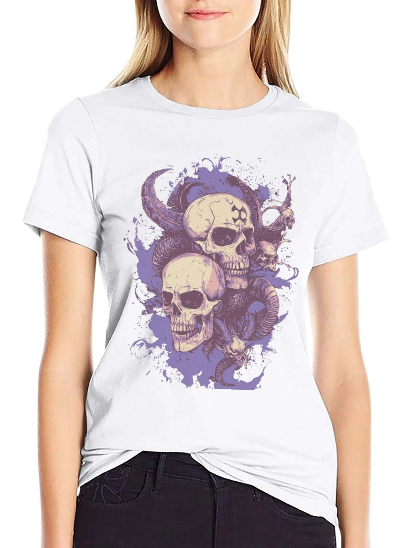 Skull & Horns Graphic T-Shirt - Dark Aesthetic