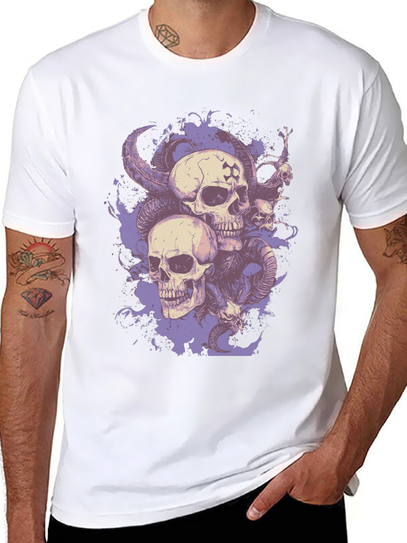 Skull & Horns Graphic T-Shirt - Dark Aesthetic