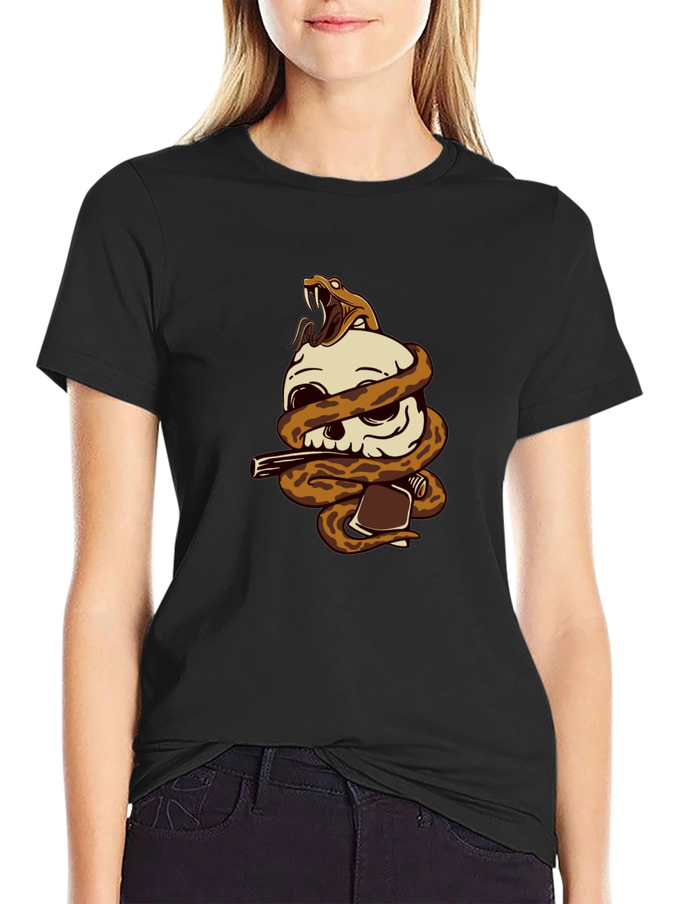 Skull & Snake Graphic Tee - Dark