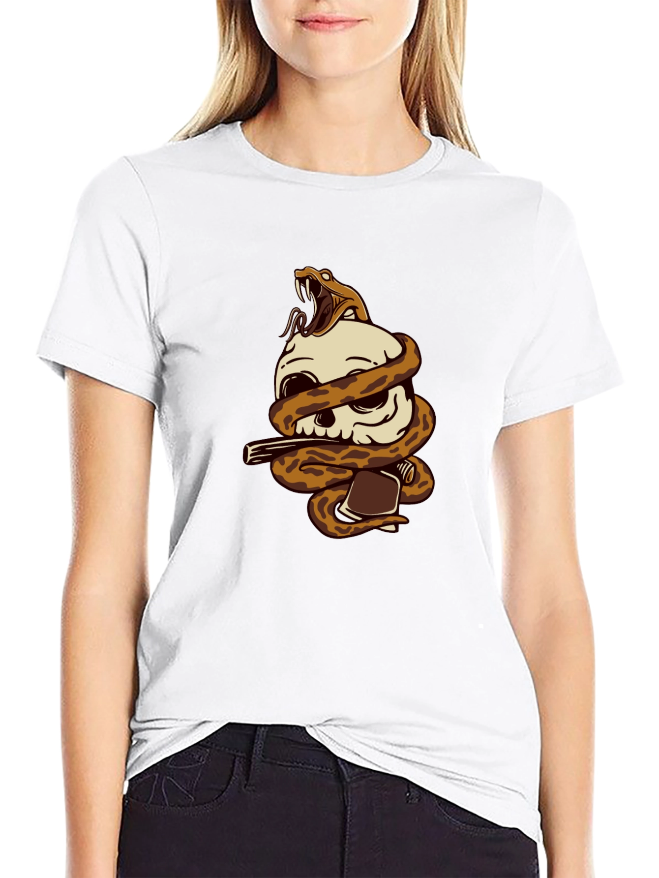 Skull & Snake Graphic Tee - Dark