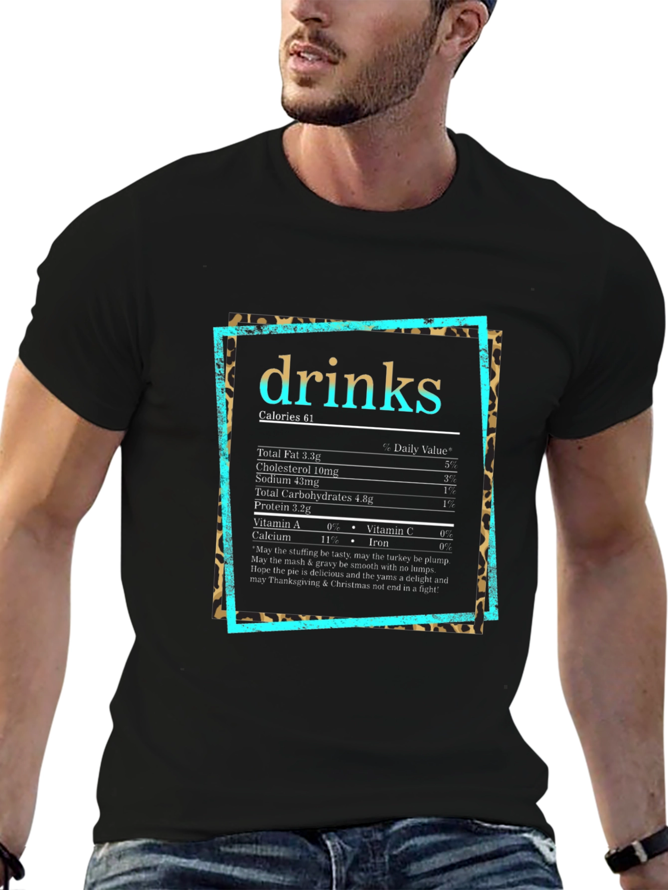 Drinks Nutrition Facts T-Shirt - Thanksgiving Christmas Party