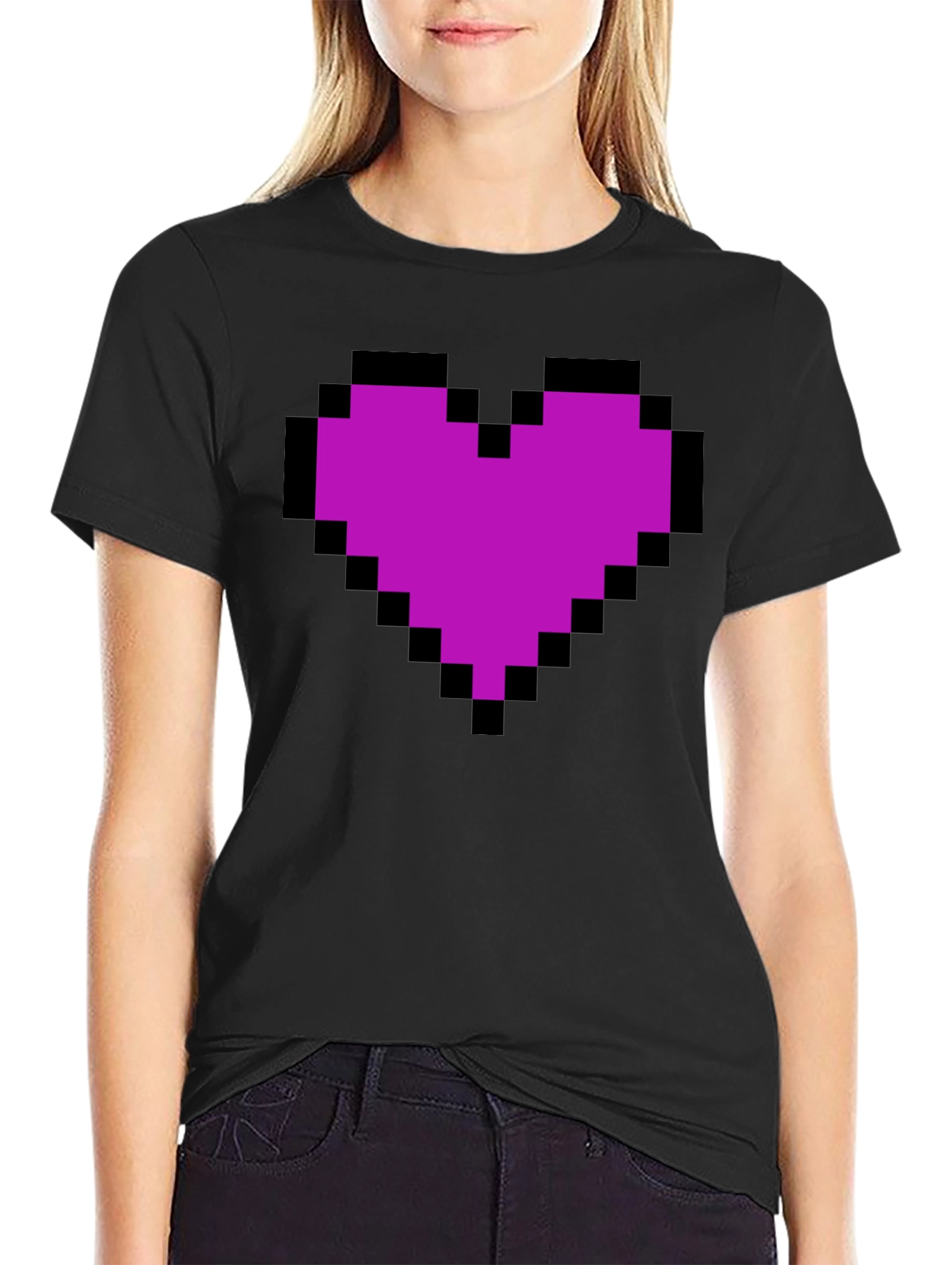 Pixel Heart Graphic Tee - Trendy Casual Top