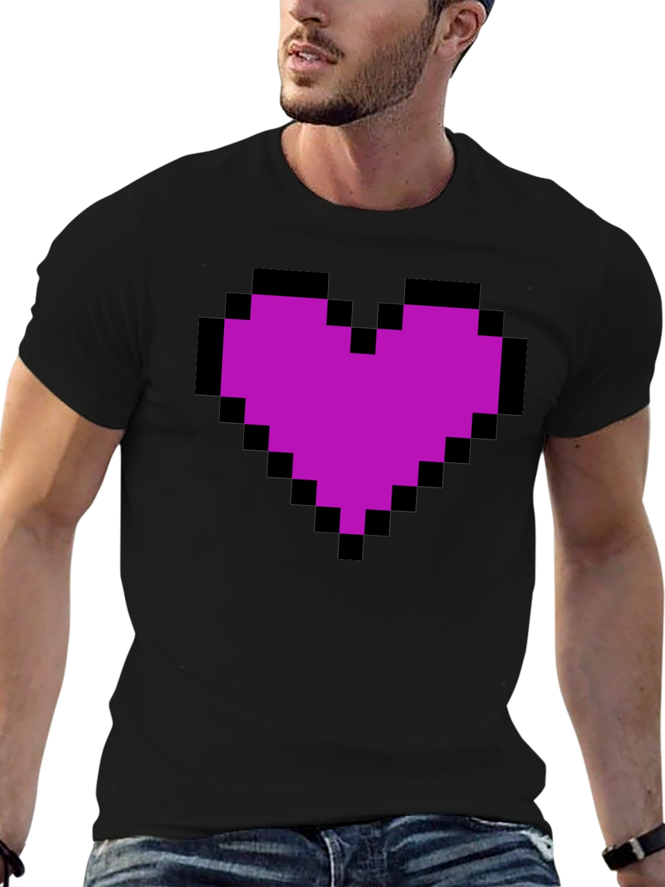 Pixel Heart Graphic Tee - Trendy Casual Top