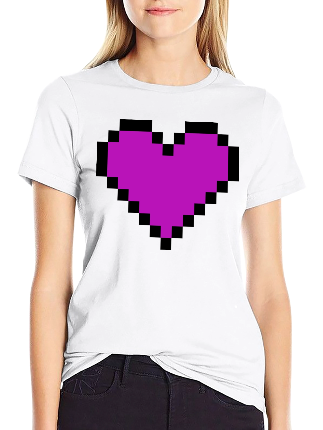 Pixel Heart Graphic Tee - Trendy Casual Top