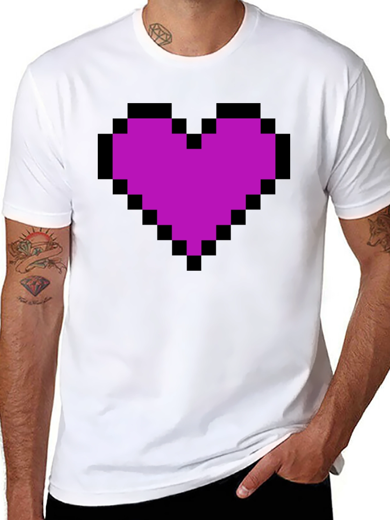 Pixel Heart Graphic Tee - Trendy Casual Top