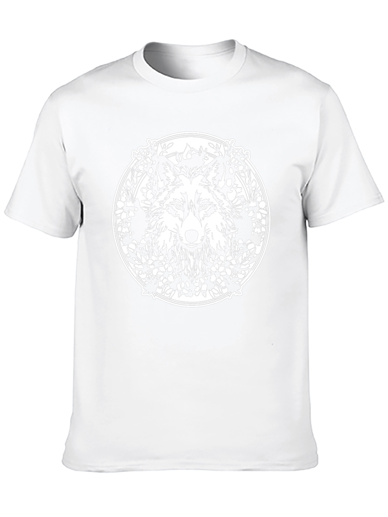 Wolf & Floral Wreath Graphic Black Tee