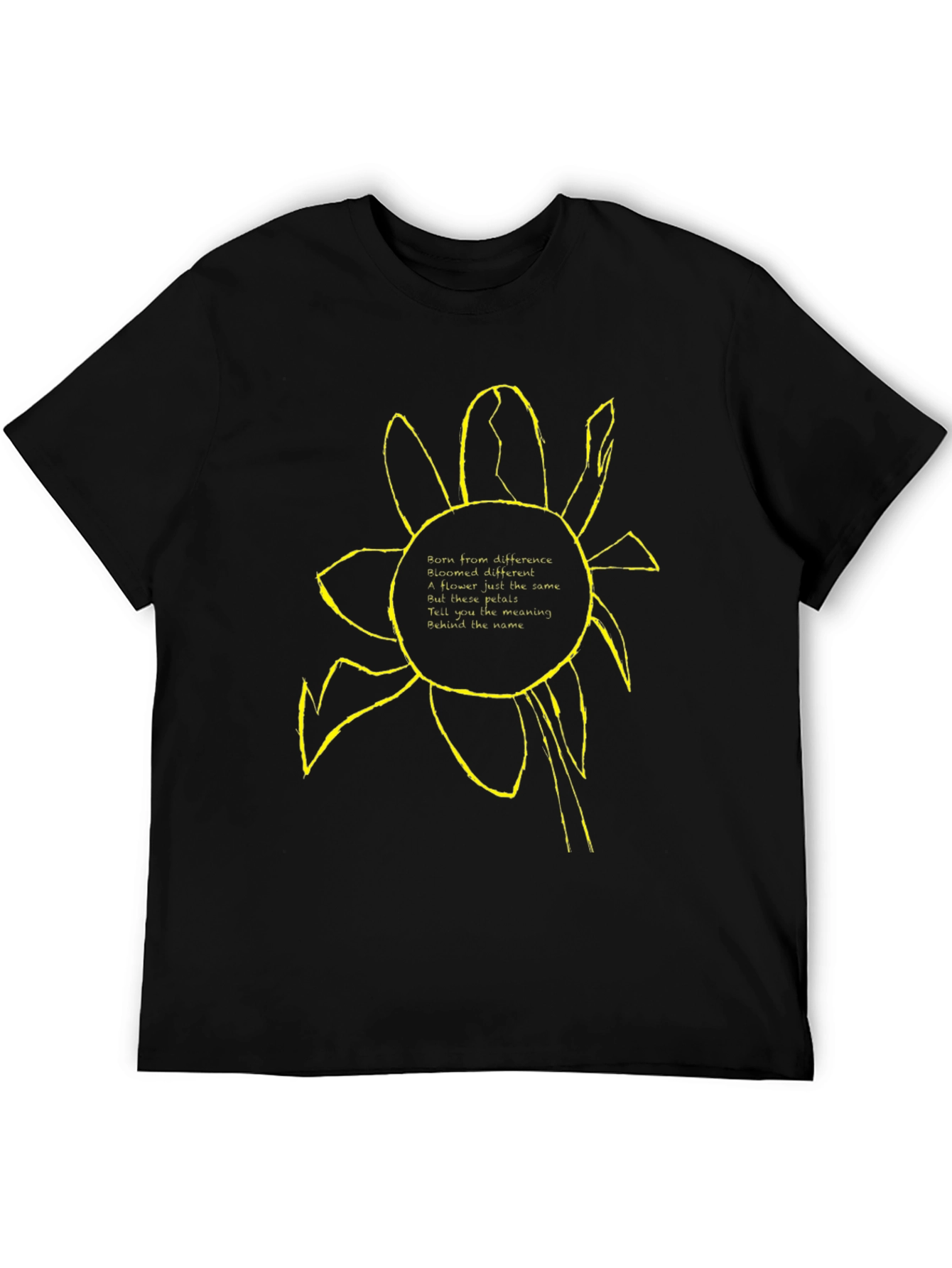 Unique Flower Graphic Black T-Shirt
