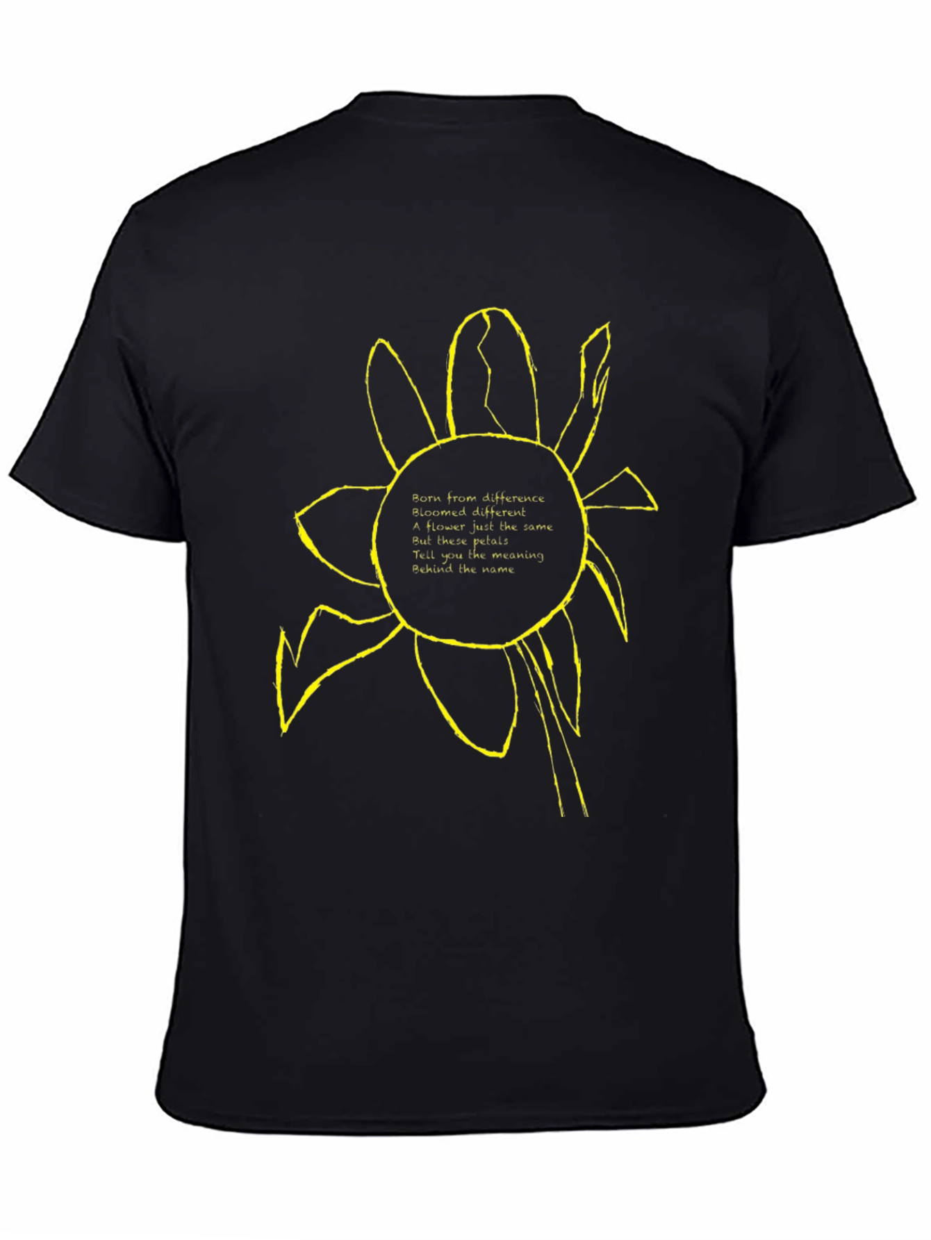 Unique Flower Graphic Black T-Shirt