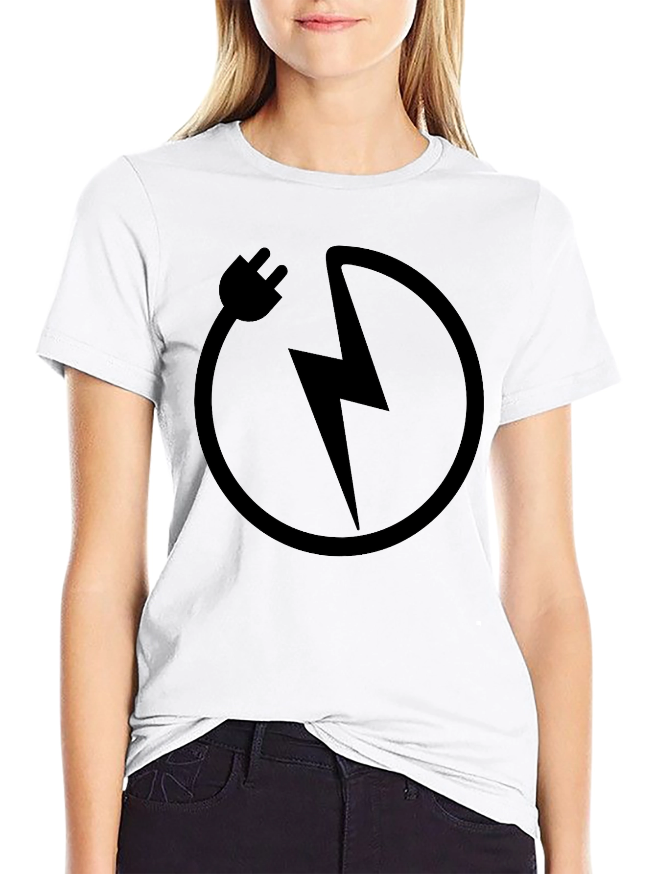 Electric Bolt Graphic Tee - Stylish Black Cotton T-Shirt