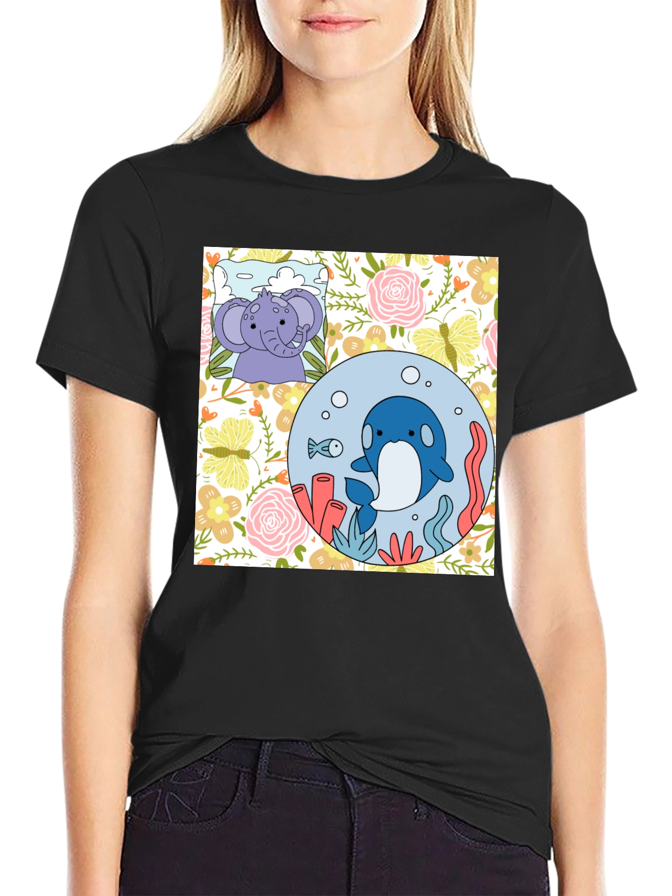 Cute Cartoon Graphic Print T-Shirt