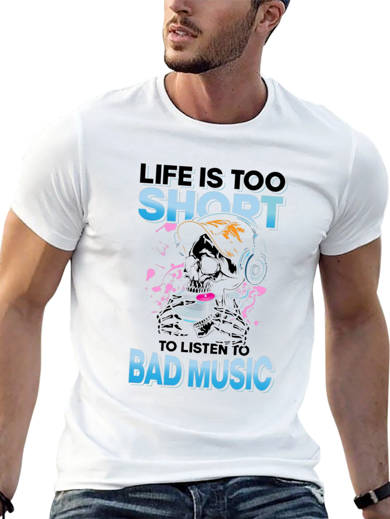 Life Is Too Short Skull Music T-Shirt