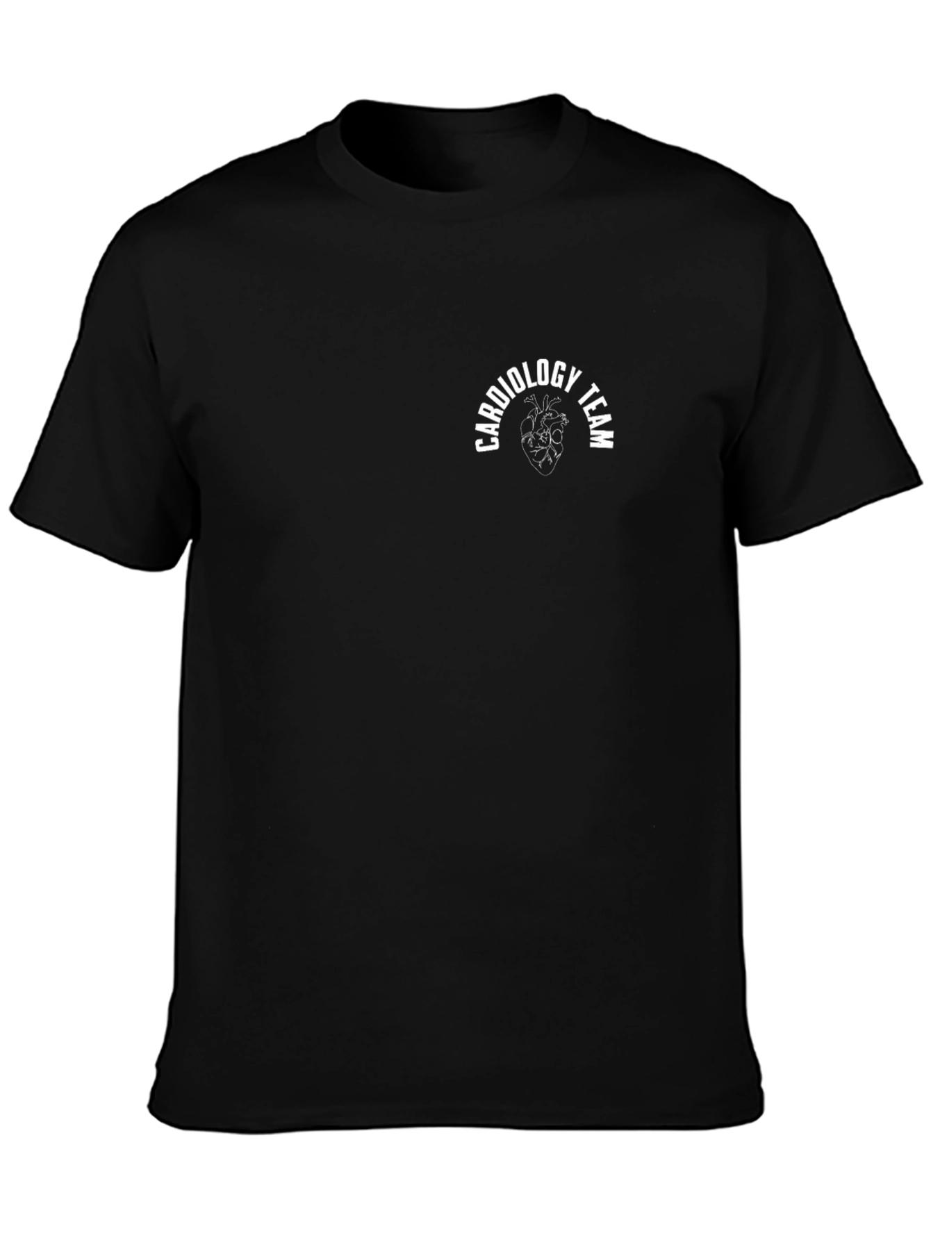 Cardiology Team Black T-Shirt with Heart Graphic