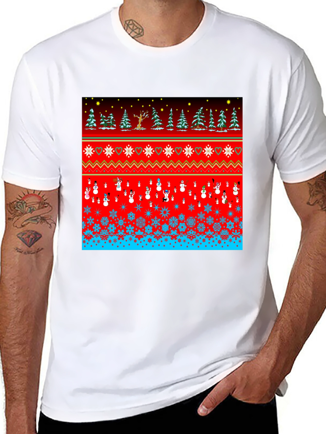 Festive Winter Holiday Pattern T-Shirt