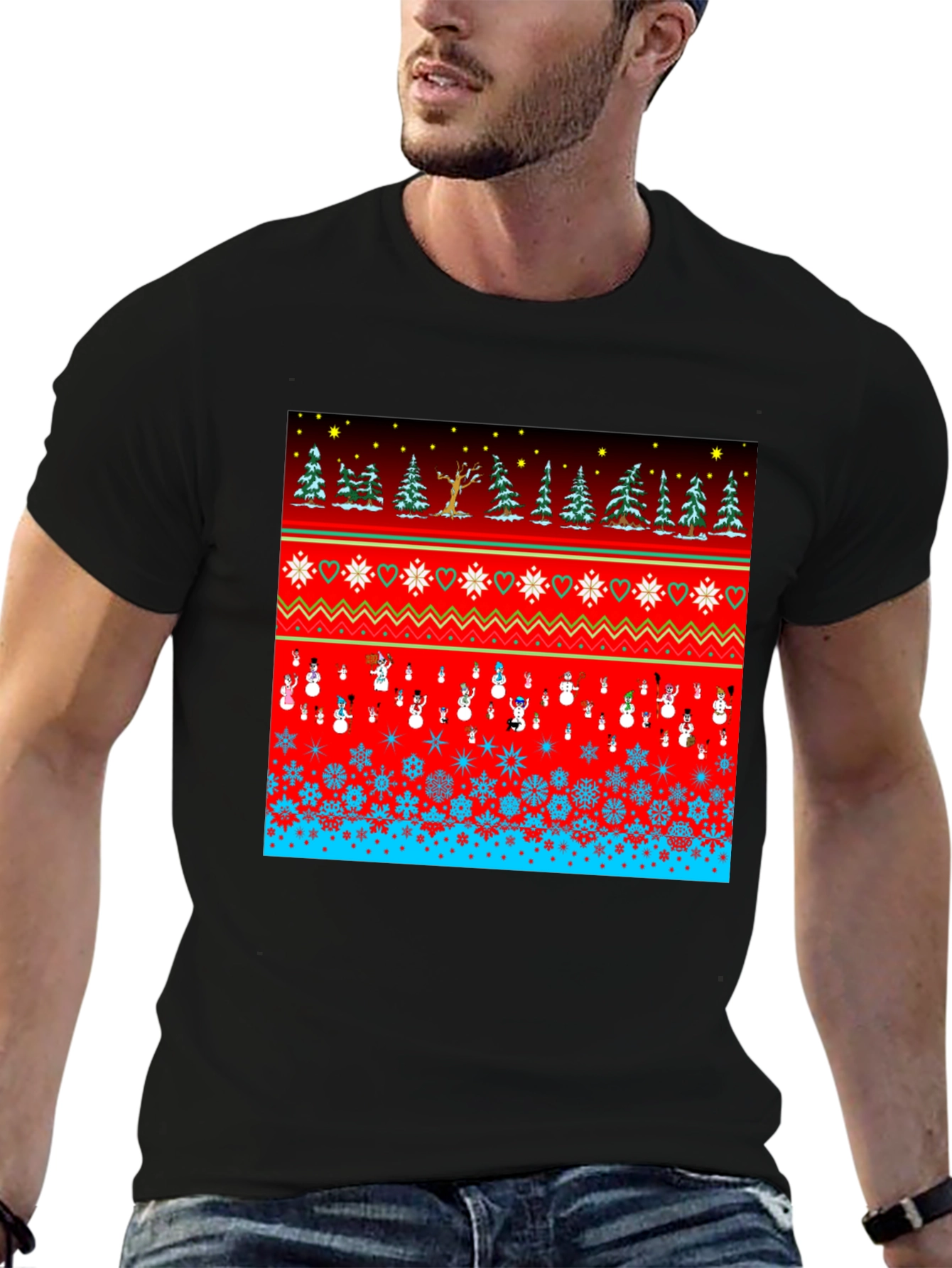 Festive Winter Holiday Pattern T-Shirt