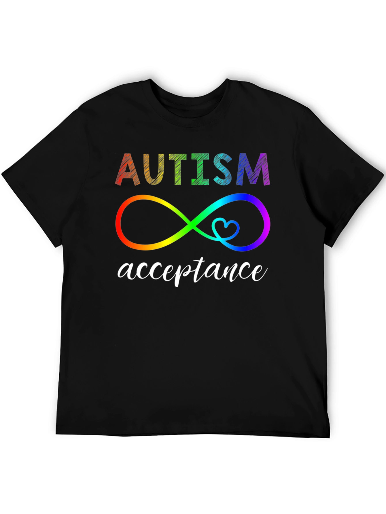 Autism Acceptance Rainbow Infinity Heart Tee