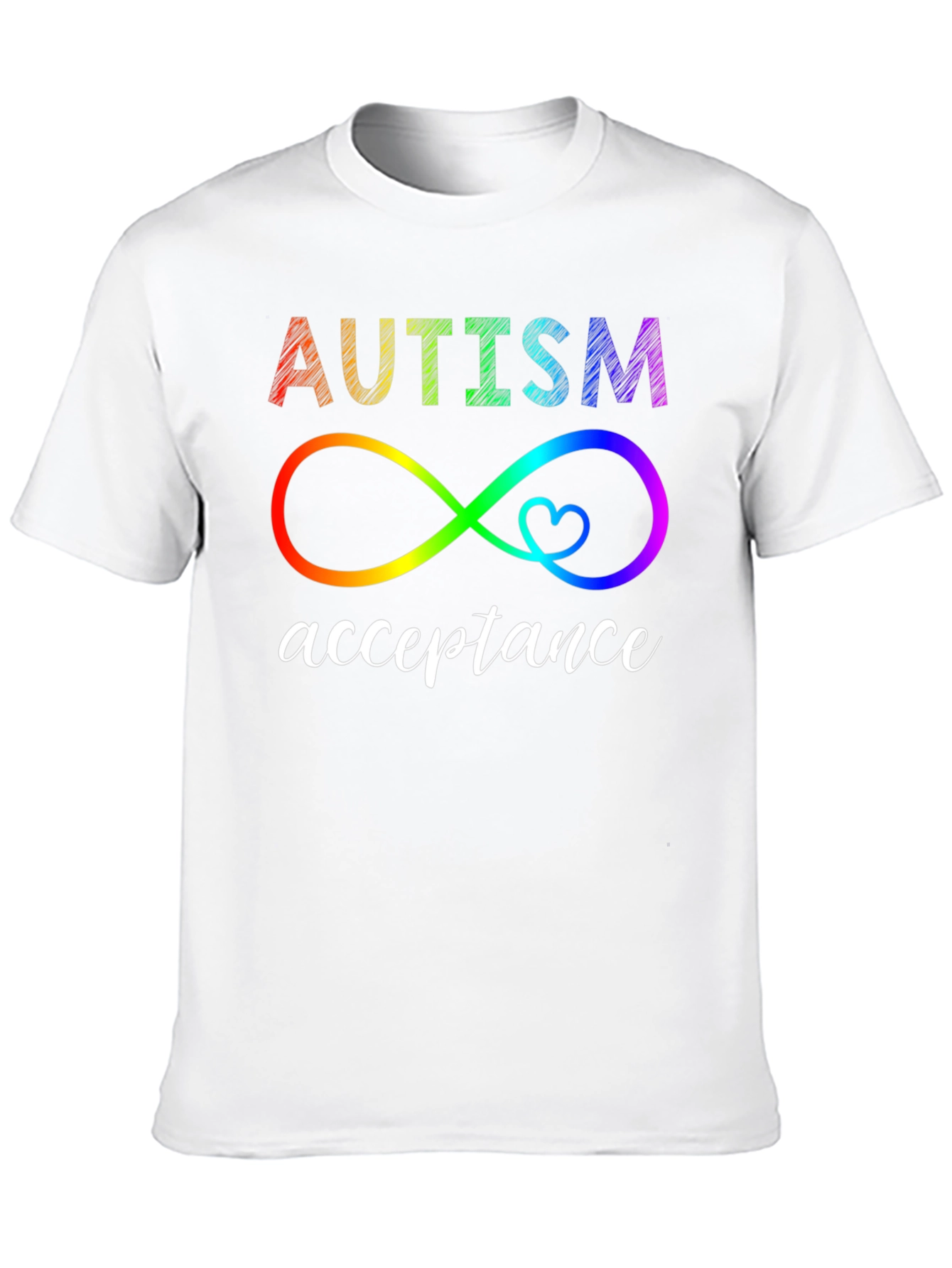 Autism Acceptance Rainbow Infinity Heart Tee