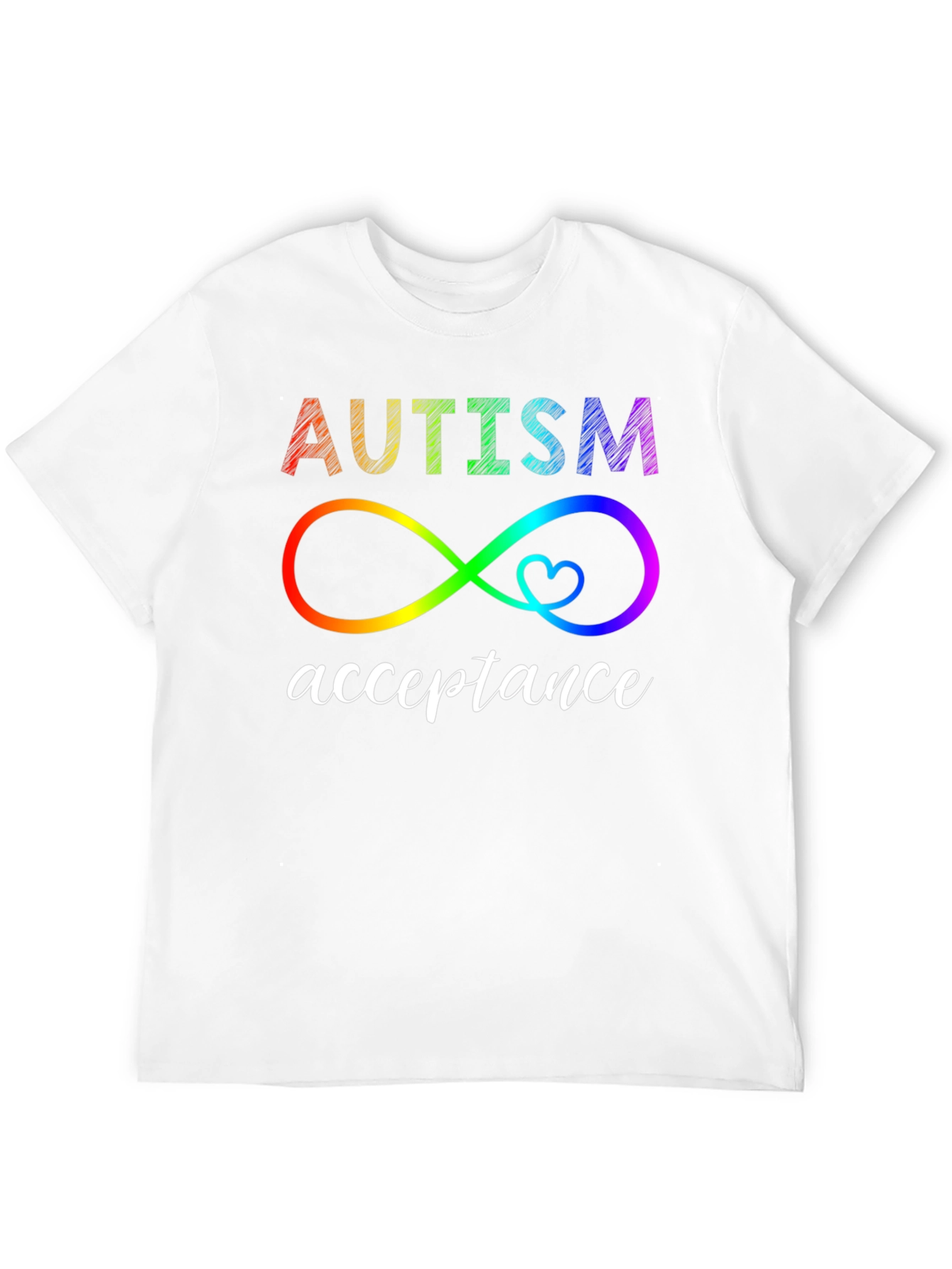 Autism Acceptance Rainbow Infinity Heart Tee