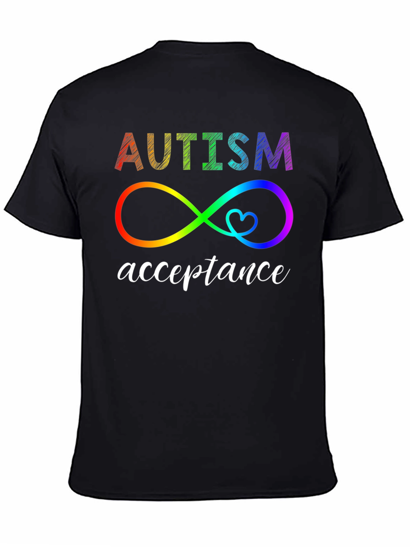 Autism Acceptance Rainbow Infinity Heart Tee