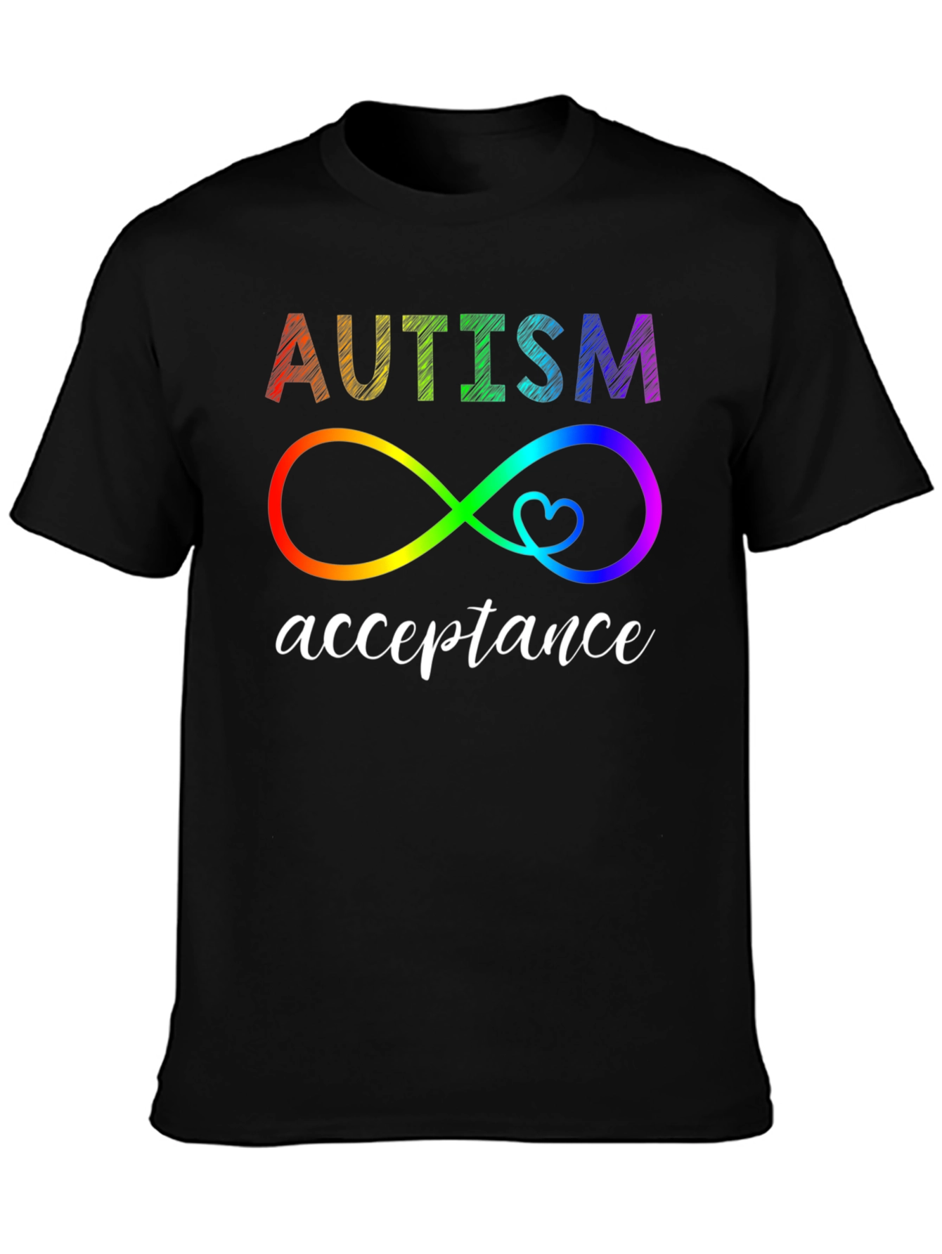 Autism Acceptance Rainbow Infinity Heart Tee