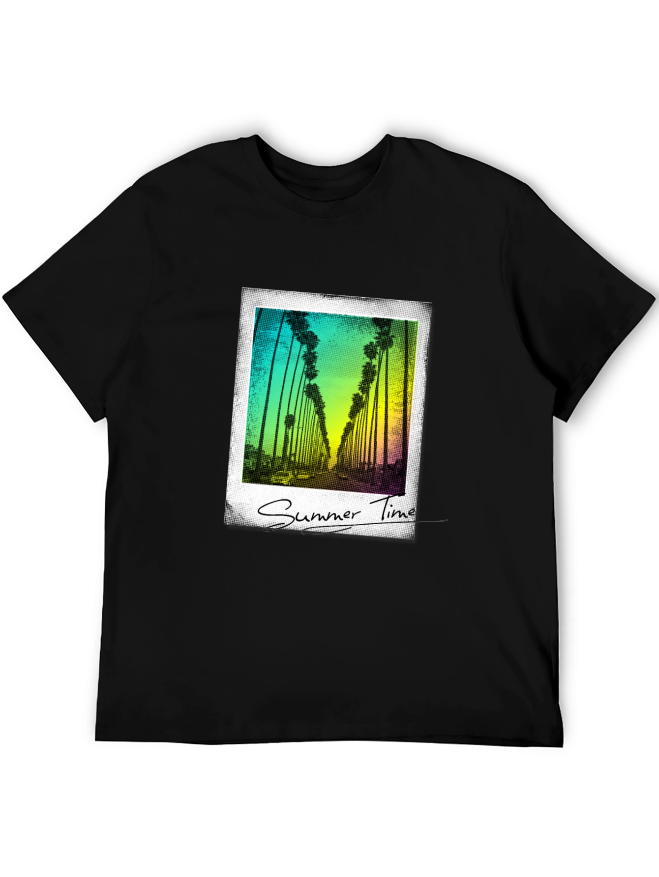Summer Time Palm Tree Graphic Tee - Black