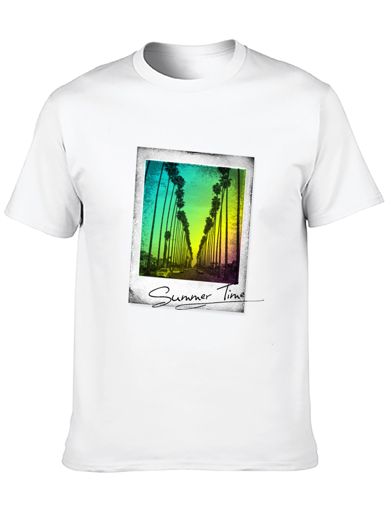 Summer Time Palm Tree Graphic Tee - Black