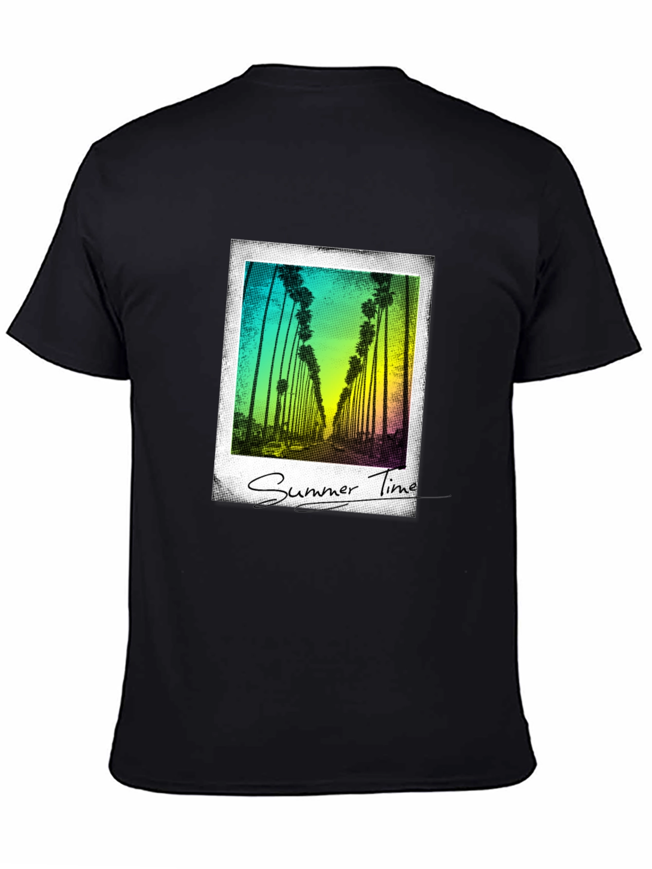 Summer Time Palm Tree Graphic Tee - Black