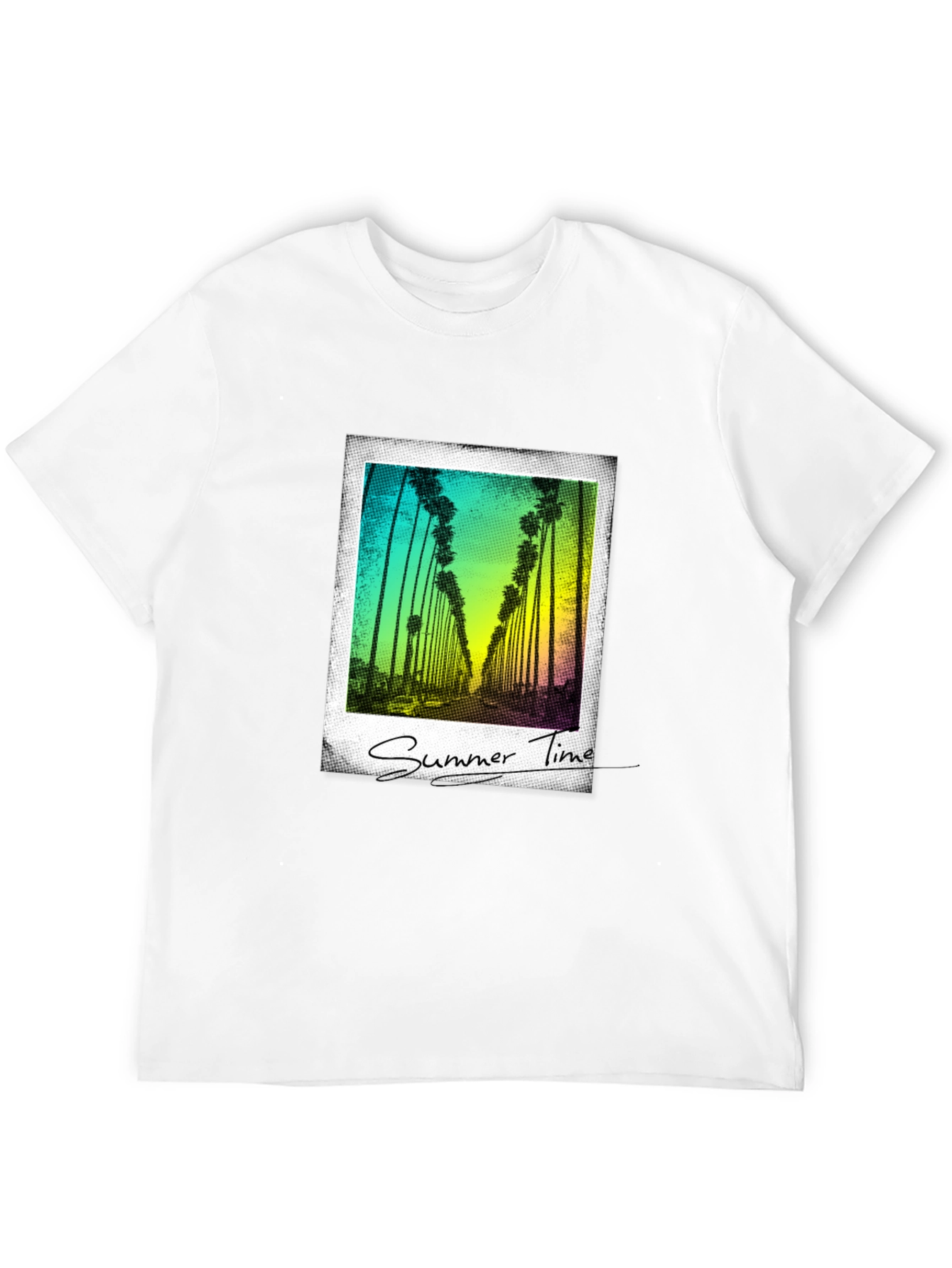 Summer Time Palm Tree Graphic Tee - Black