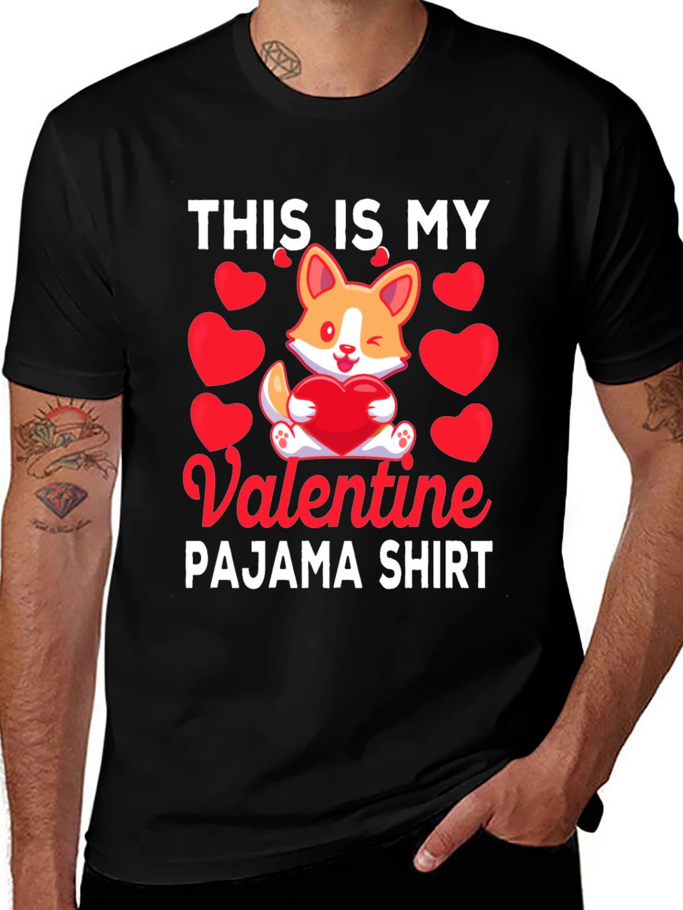 Valentine Corgi Pajama Shirt