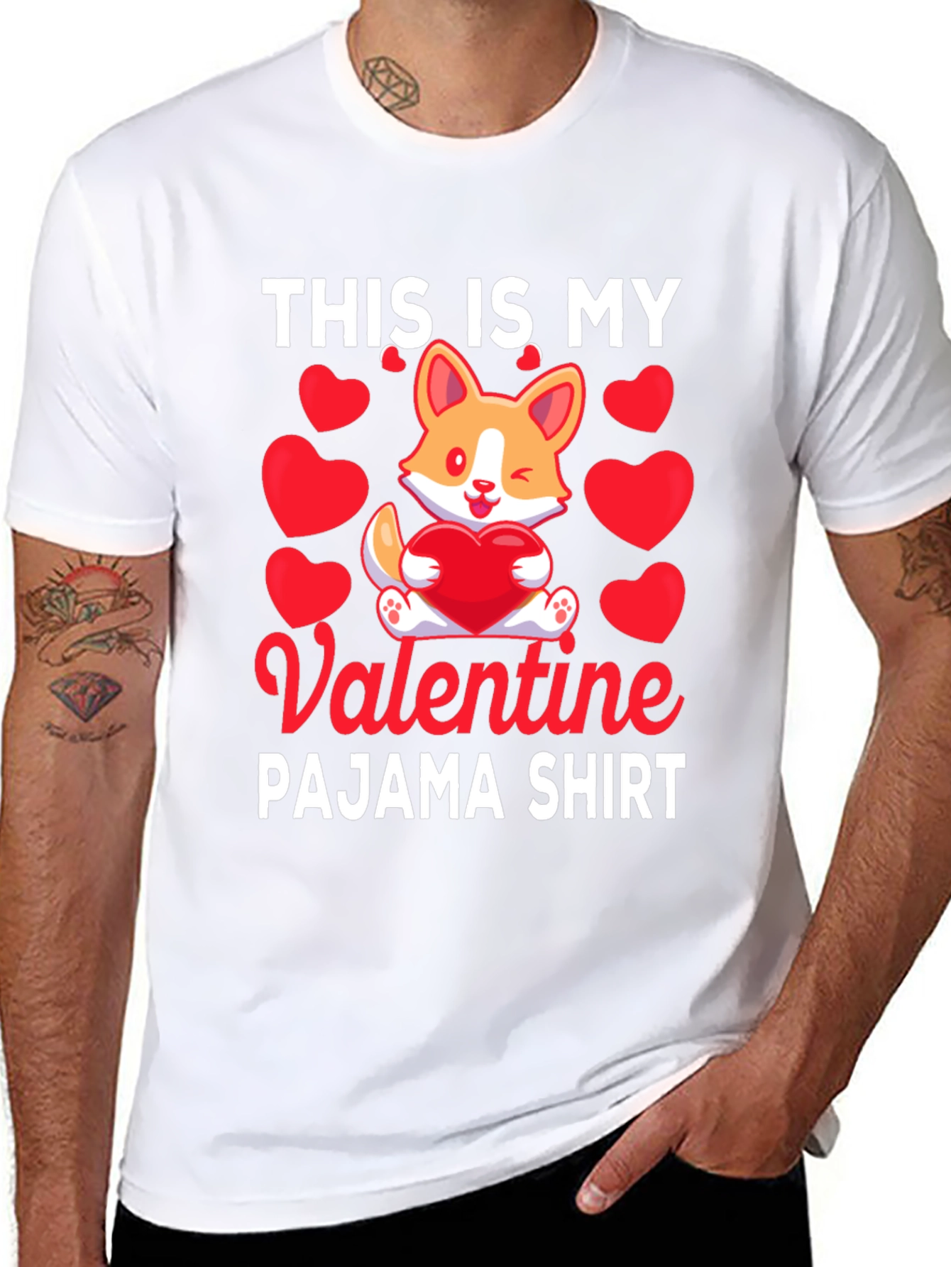 Valentine Corgi Pajama Shirt