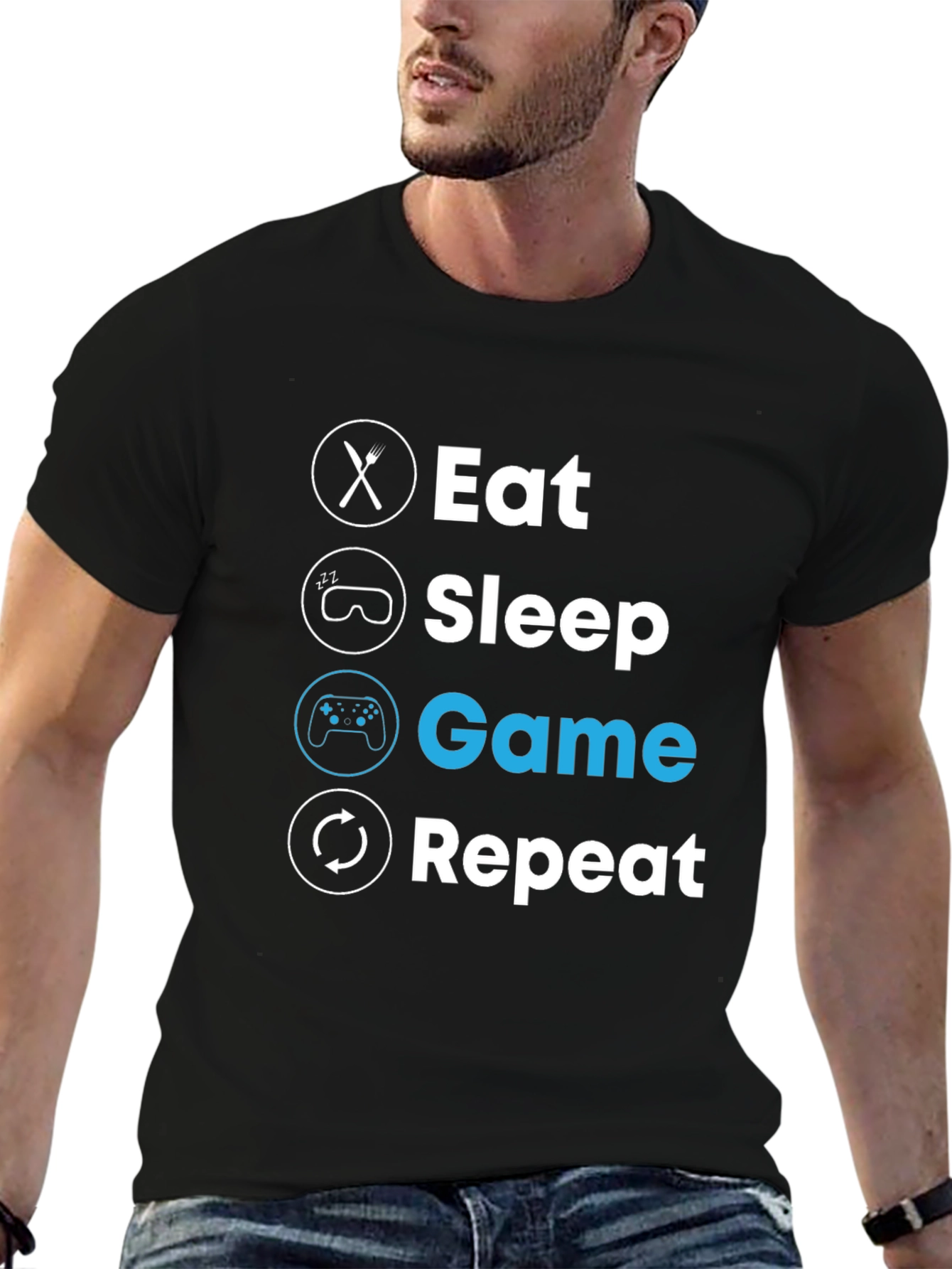 Eat Sleep Game Repeat T-Shirt - Gamer Lifestyle Tee